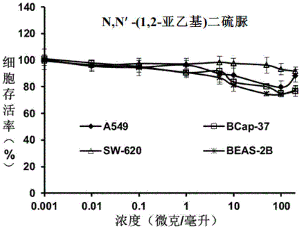 Application of thiourea molecule in preparation of antitumor drugs