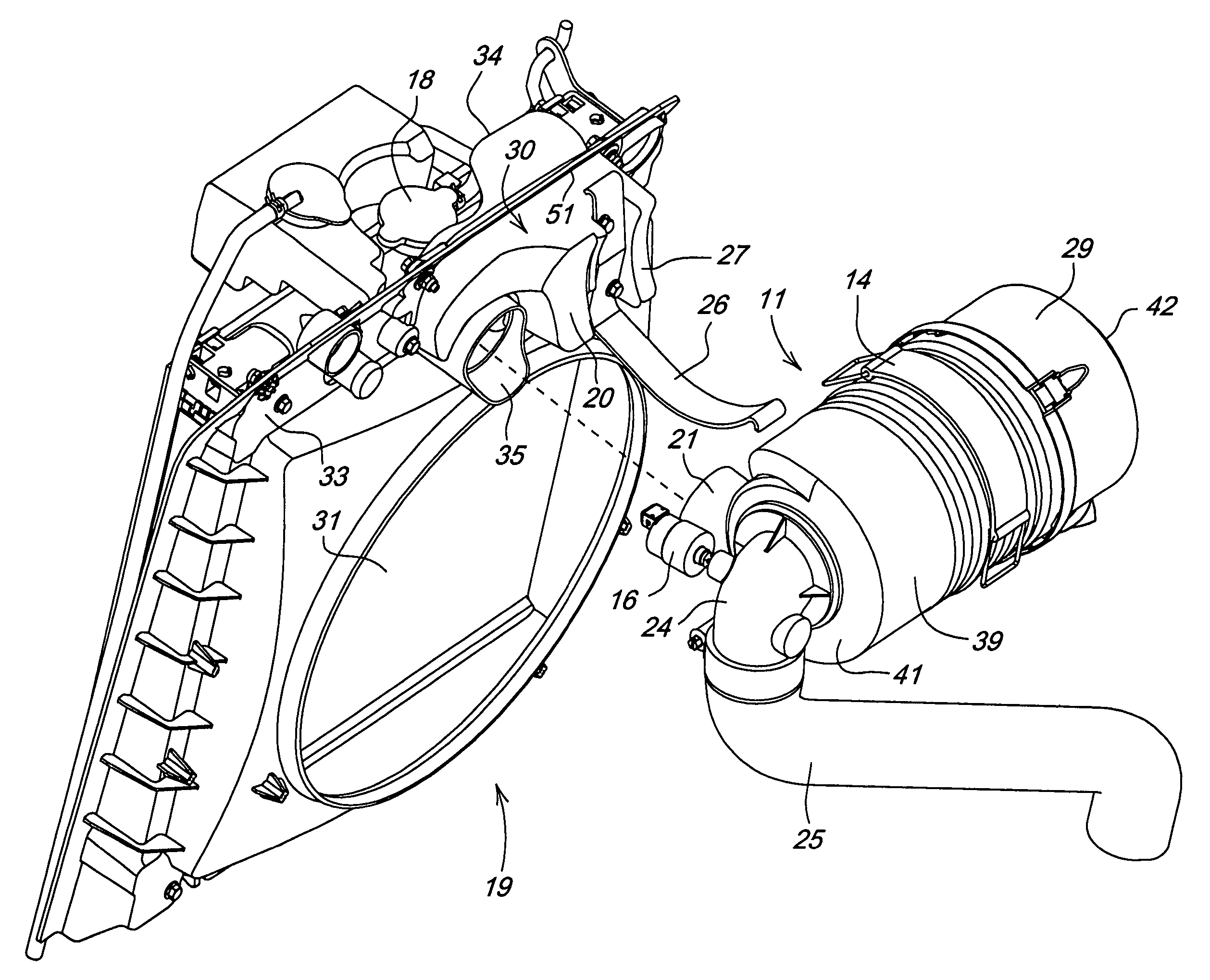 Integrated fan shroud air intake system