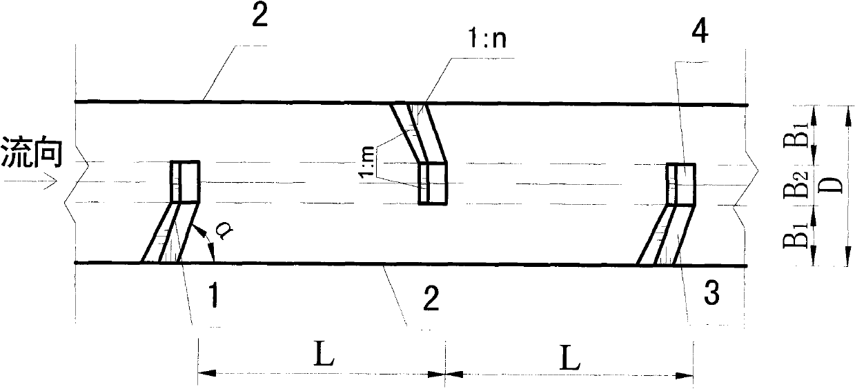 Mud-stone flow discharge guiding groove based on step anti-flushing notched sill group and use thereof