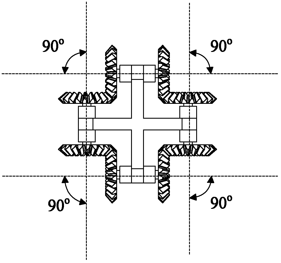 Synchronous unfolding-folding space extend arm of triangular prism based on centripetal mechanisms