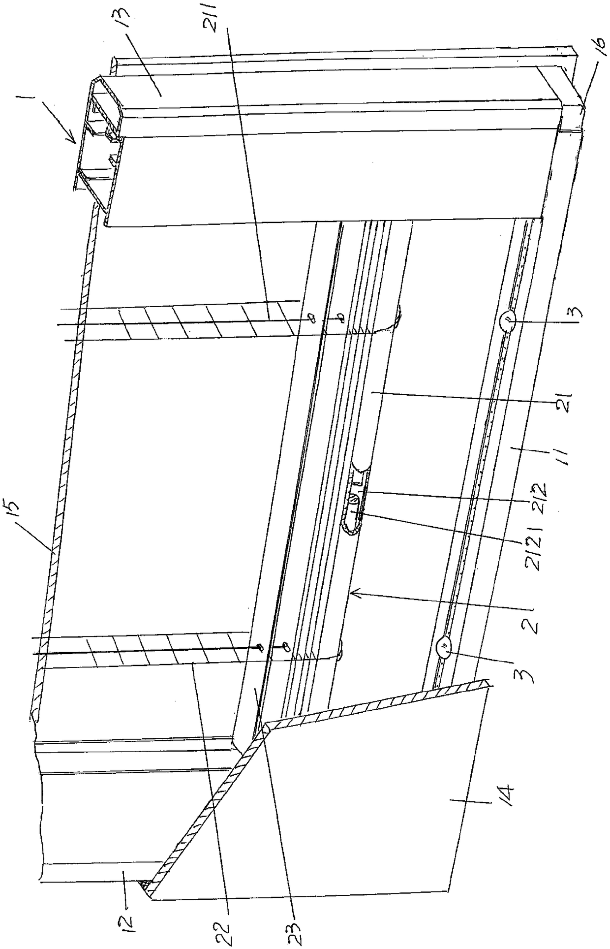 Shutter blind bottom strip anti-impact device of insulating glass built-in window shutter