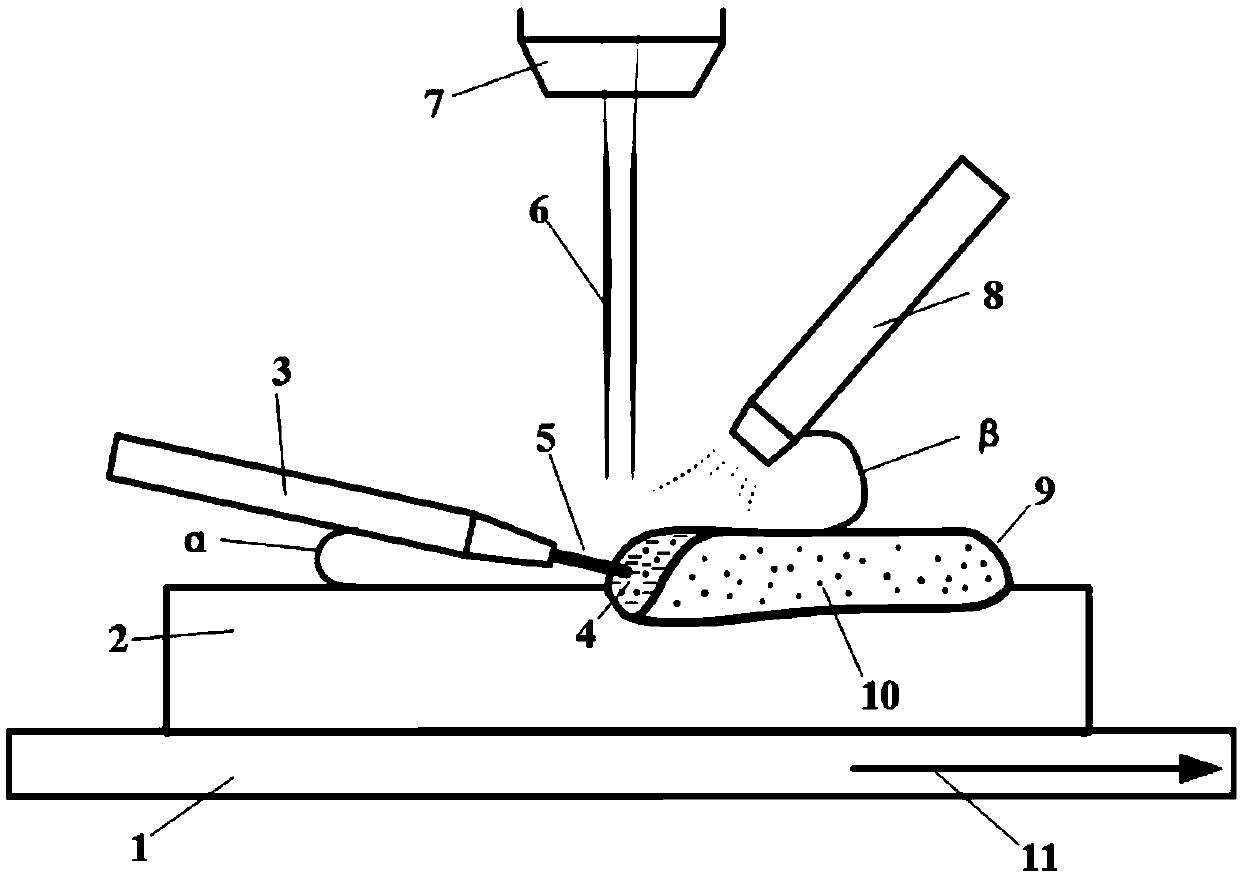 Laser melting deposition ceramic particle enhanced metal-base composite coating based on tubular powder core wire and machining method