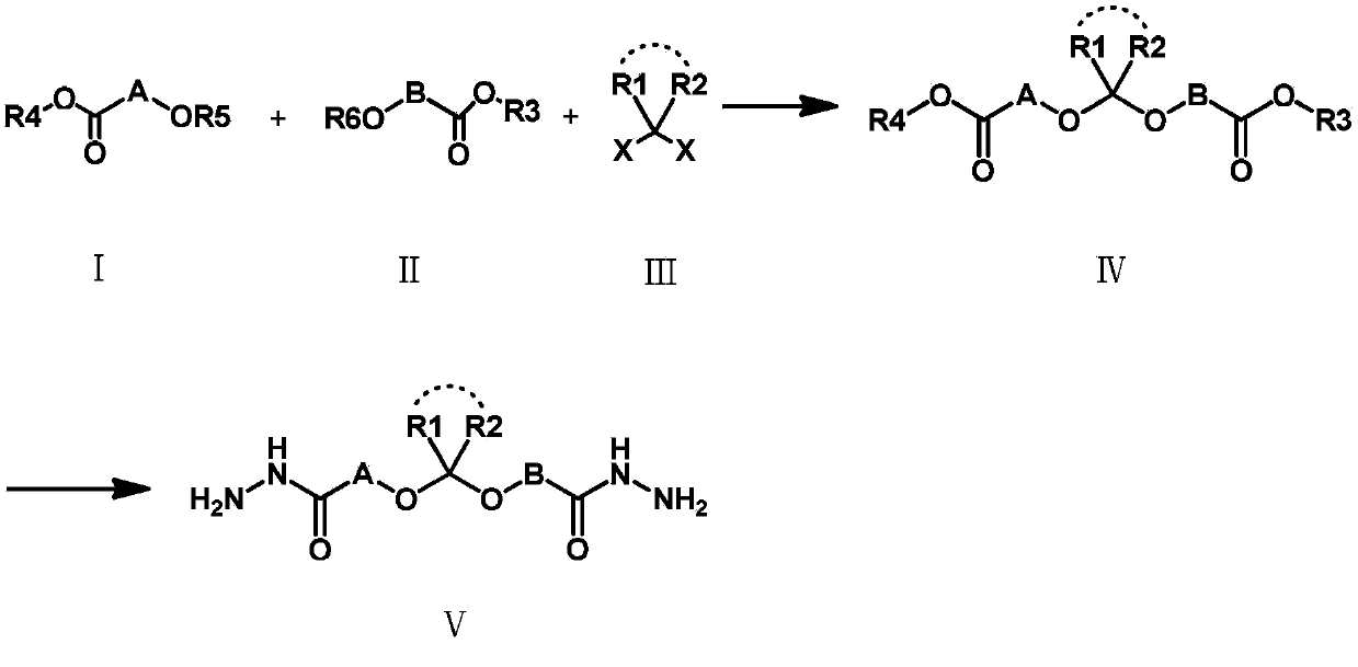 Degradable hydrazide latent epoxy resin curing agent and application thereof