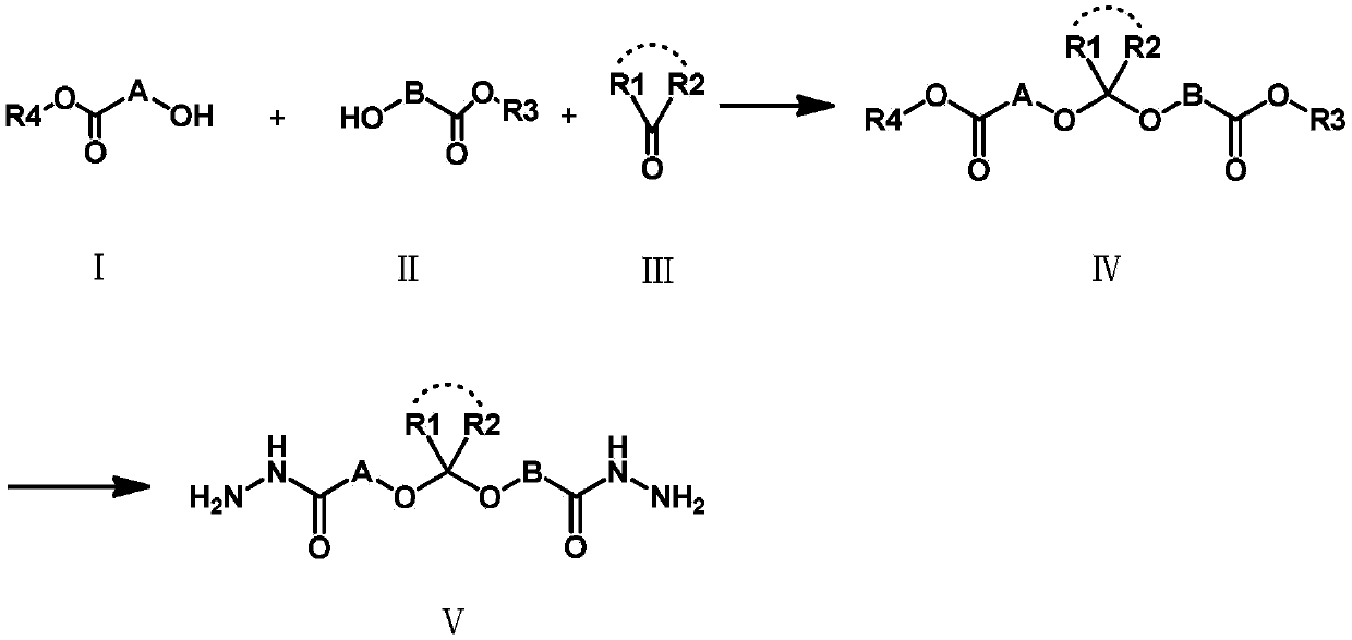 Degradable hydrazide latent epoxy resin curing agent and application thereof