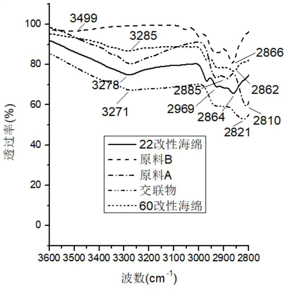 Method and device for preparing modified sponge with high amino content, and algae removal application