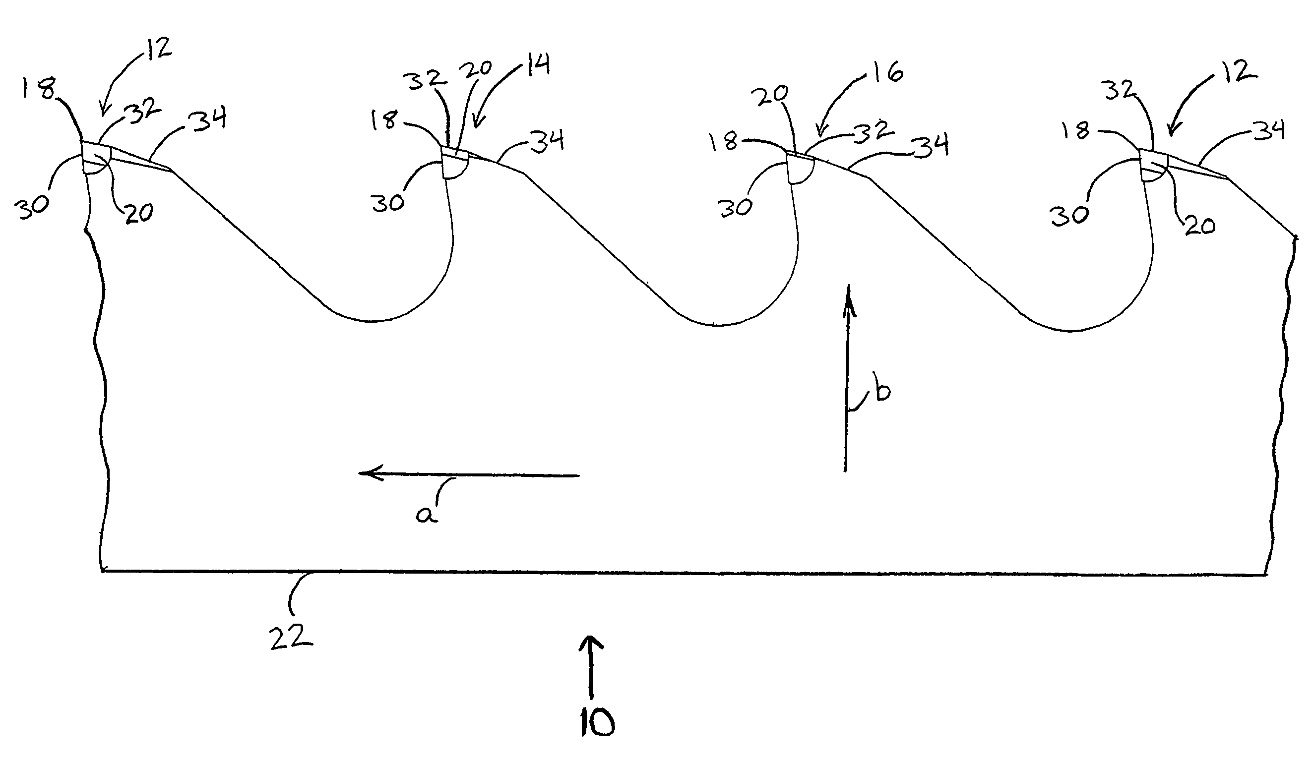 Multi-chip facet cutting saw blade and related method