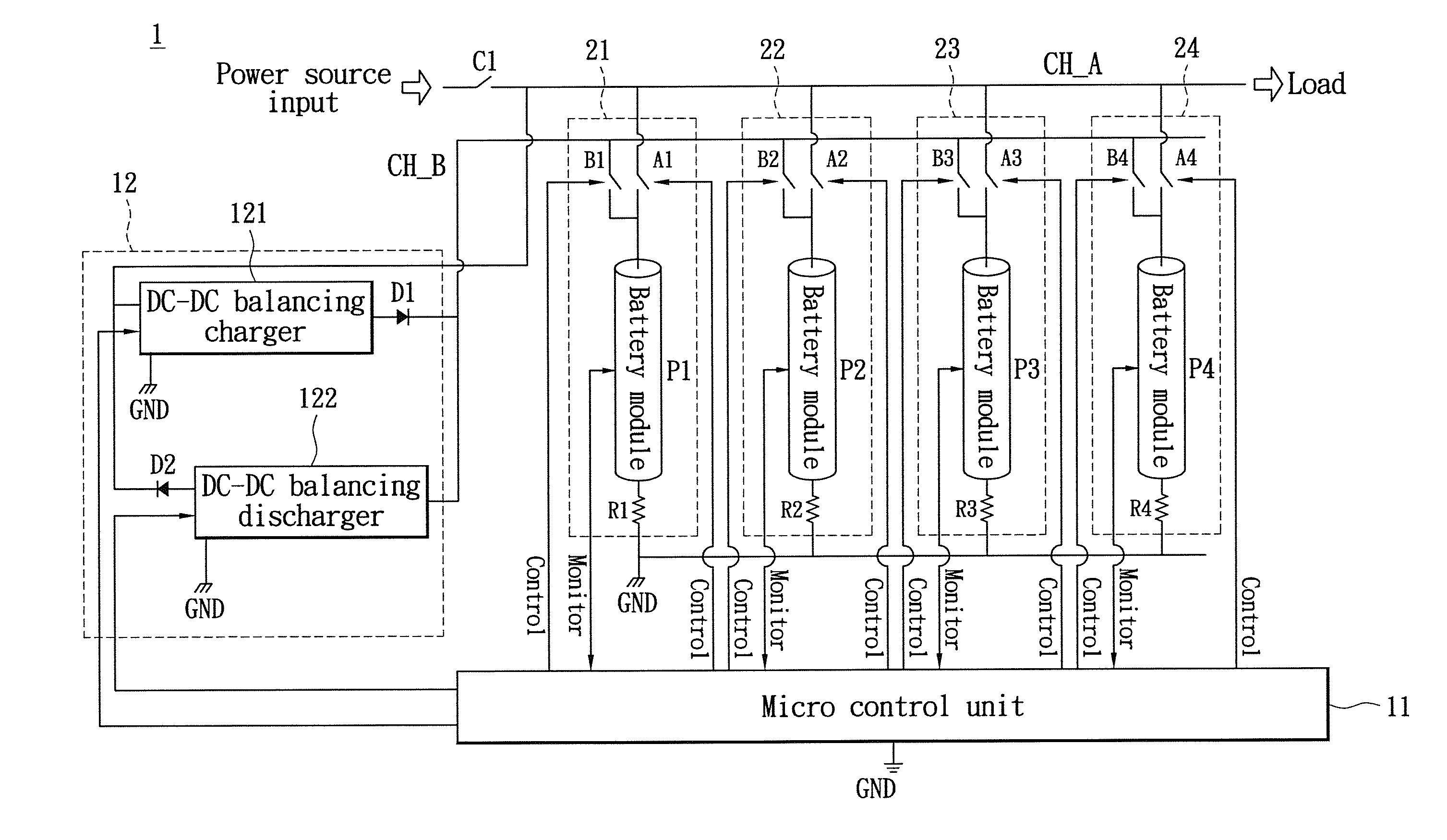 Battery balancing circuit and balancing method thereof and battery activation method