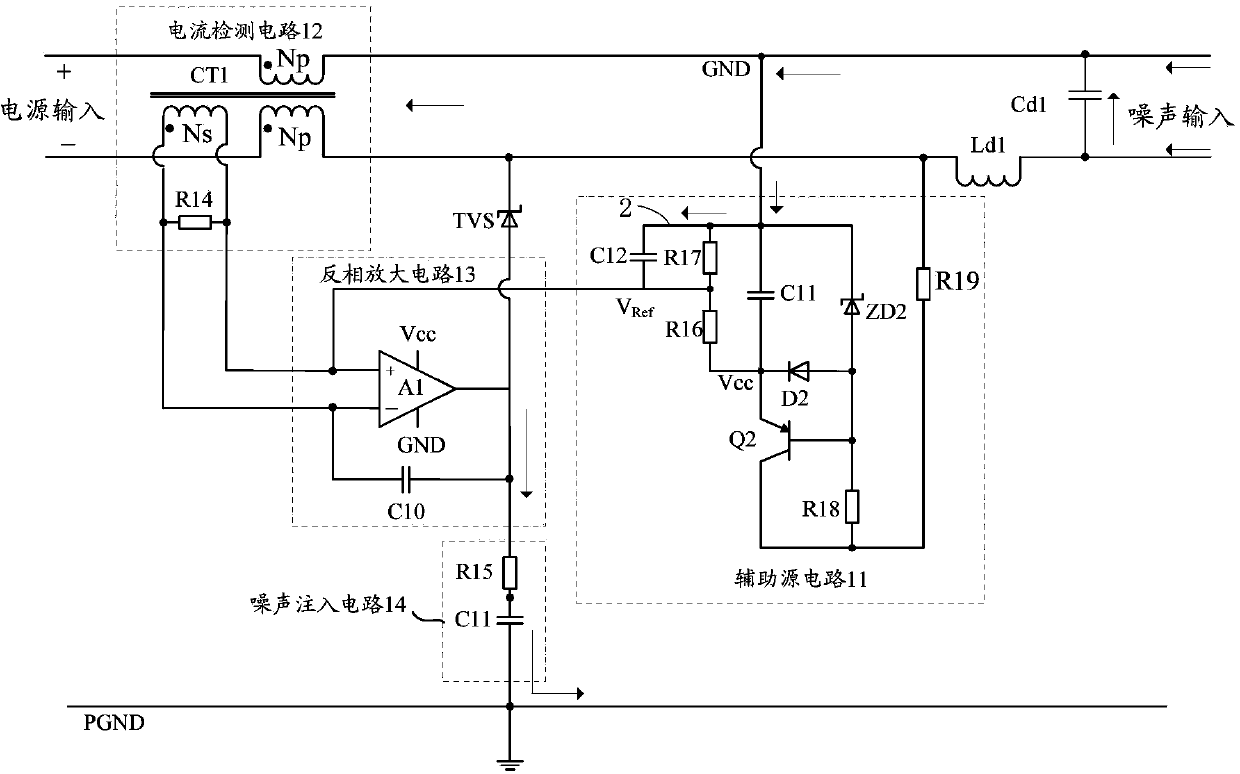 Active EMI (Electro-Magnetic Interference) filter and power management device