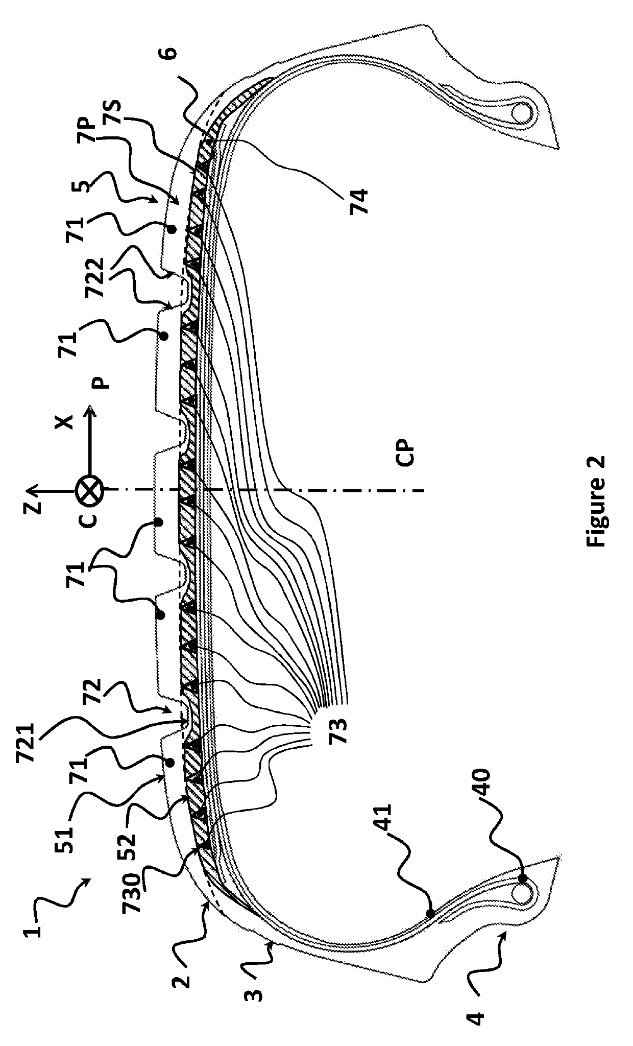 Tire comprising a tread containing circumferential reinforcing elements in the sublayer