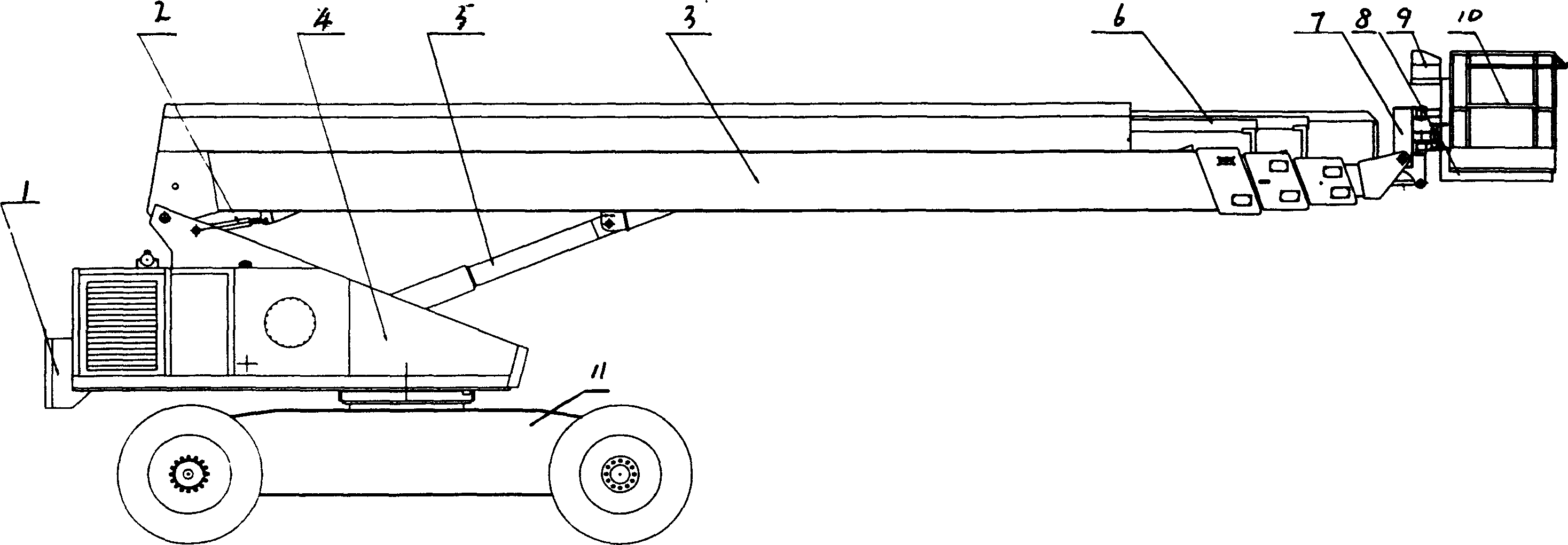 Straight arm self-propelled high-altitude operating platform