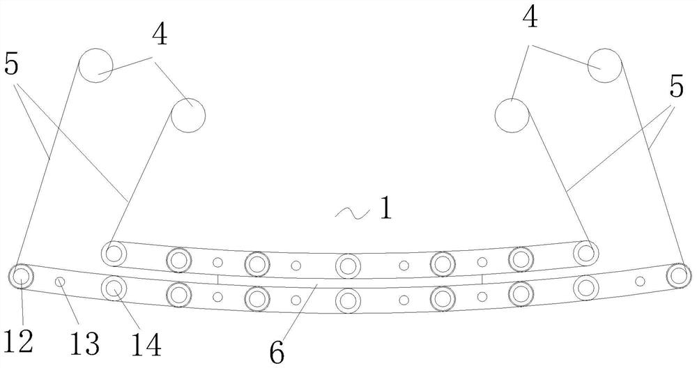 Curved glass washing device and using method