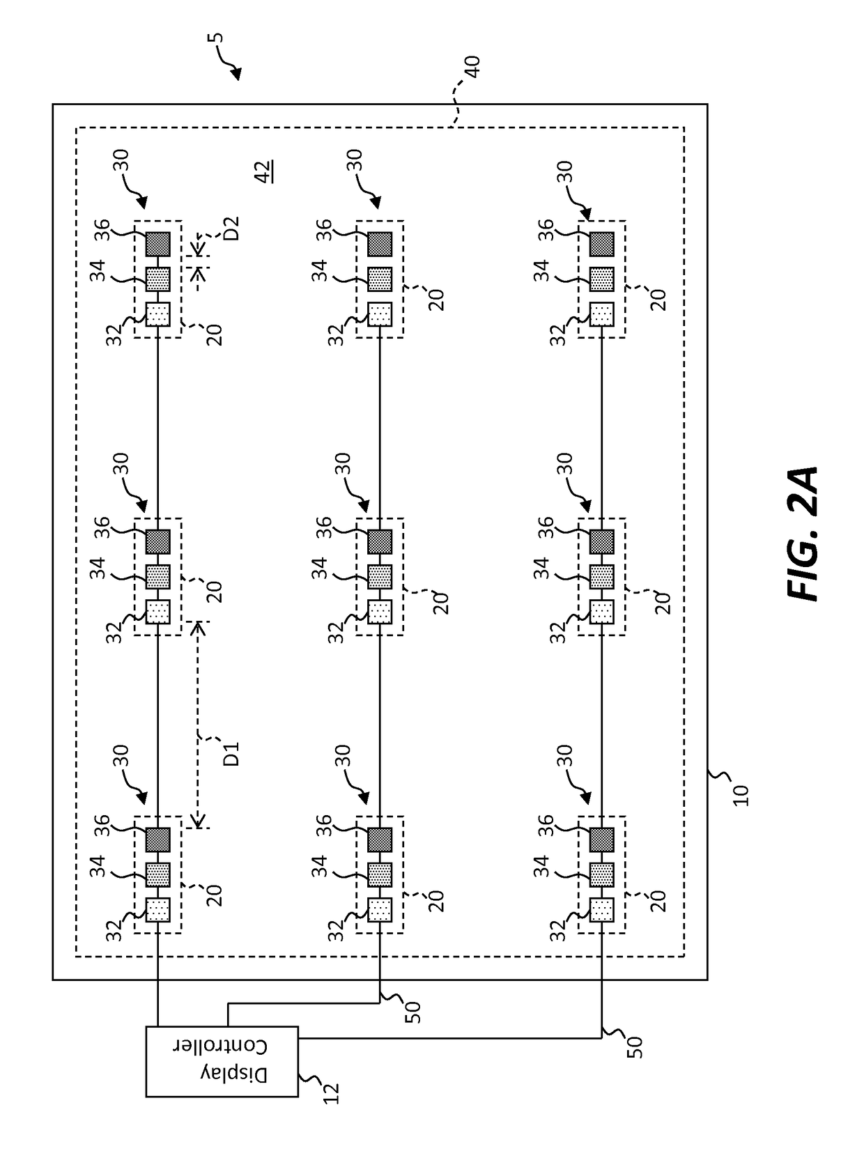 Inorganic-light-emitter display with integrated black matrix