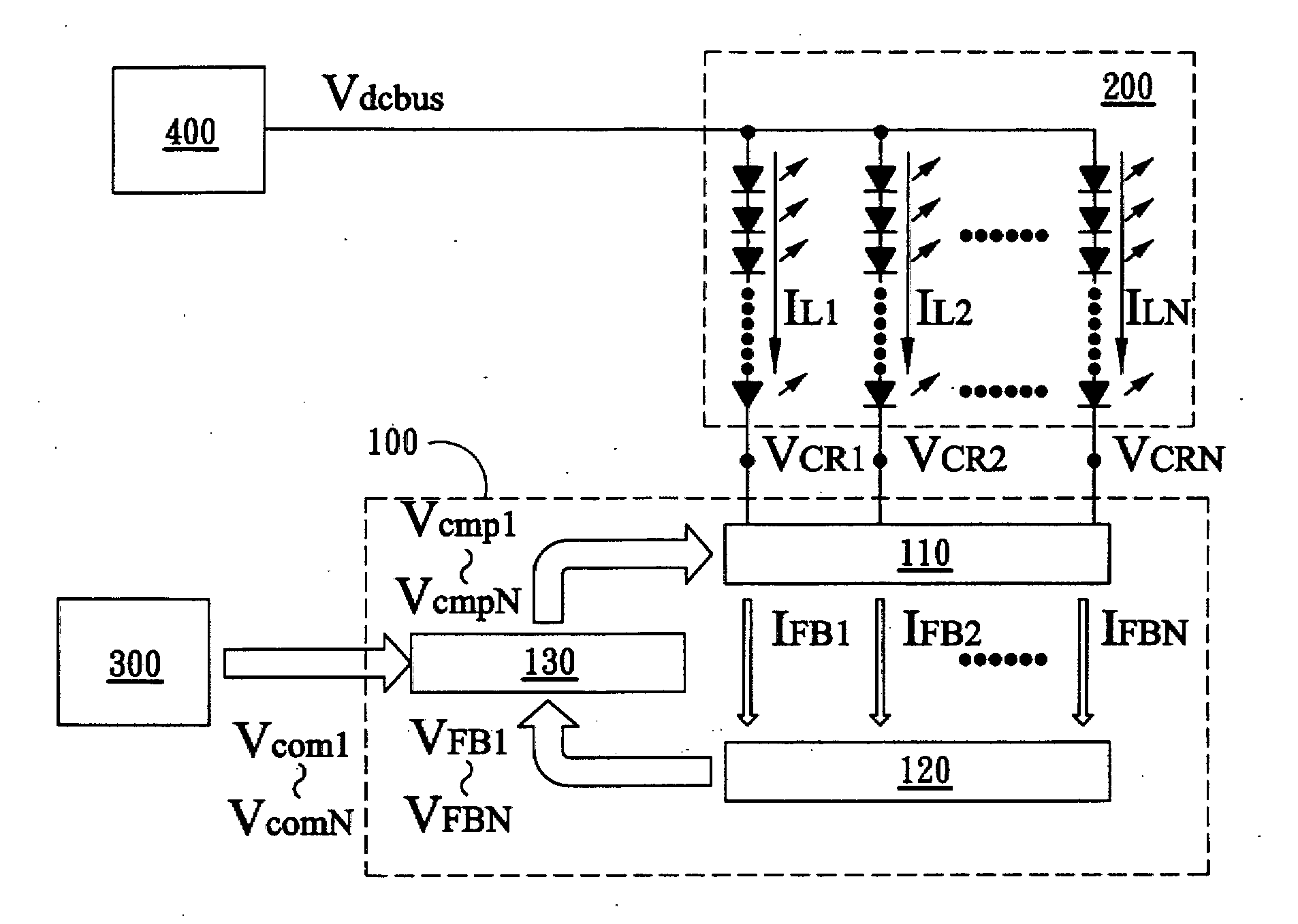 Driver and method for driving a semiconductor light emitting device array