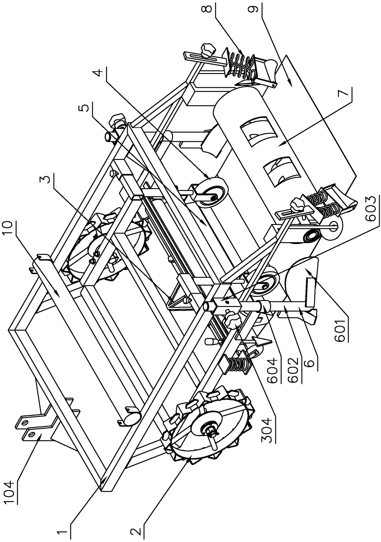 Furrow ridge film mulching device for agricultural use