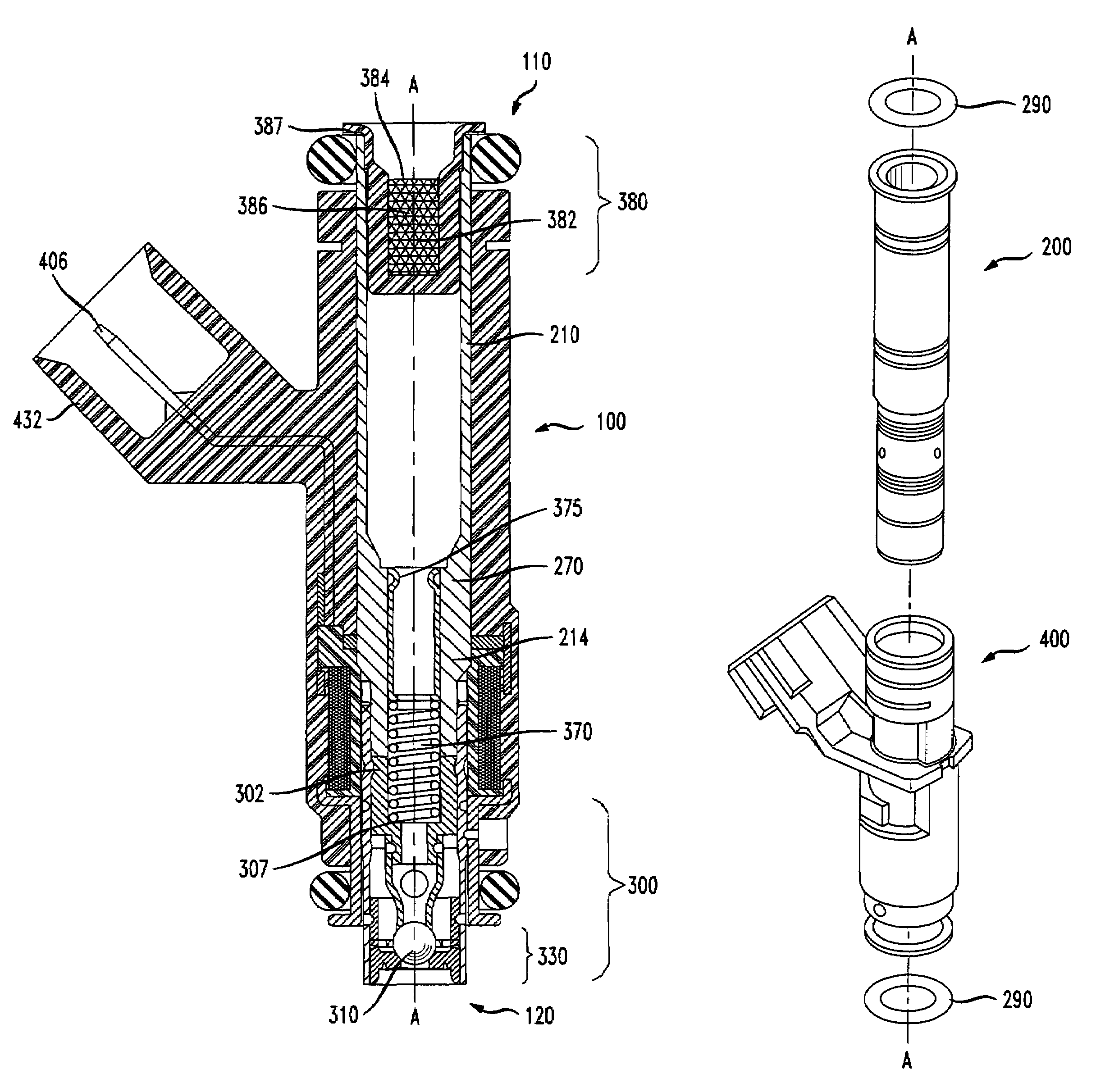 Deep pocket seat assembly in modular fuel injector with unitary filter and O-ring retainer assembly and methods