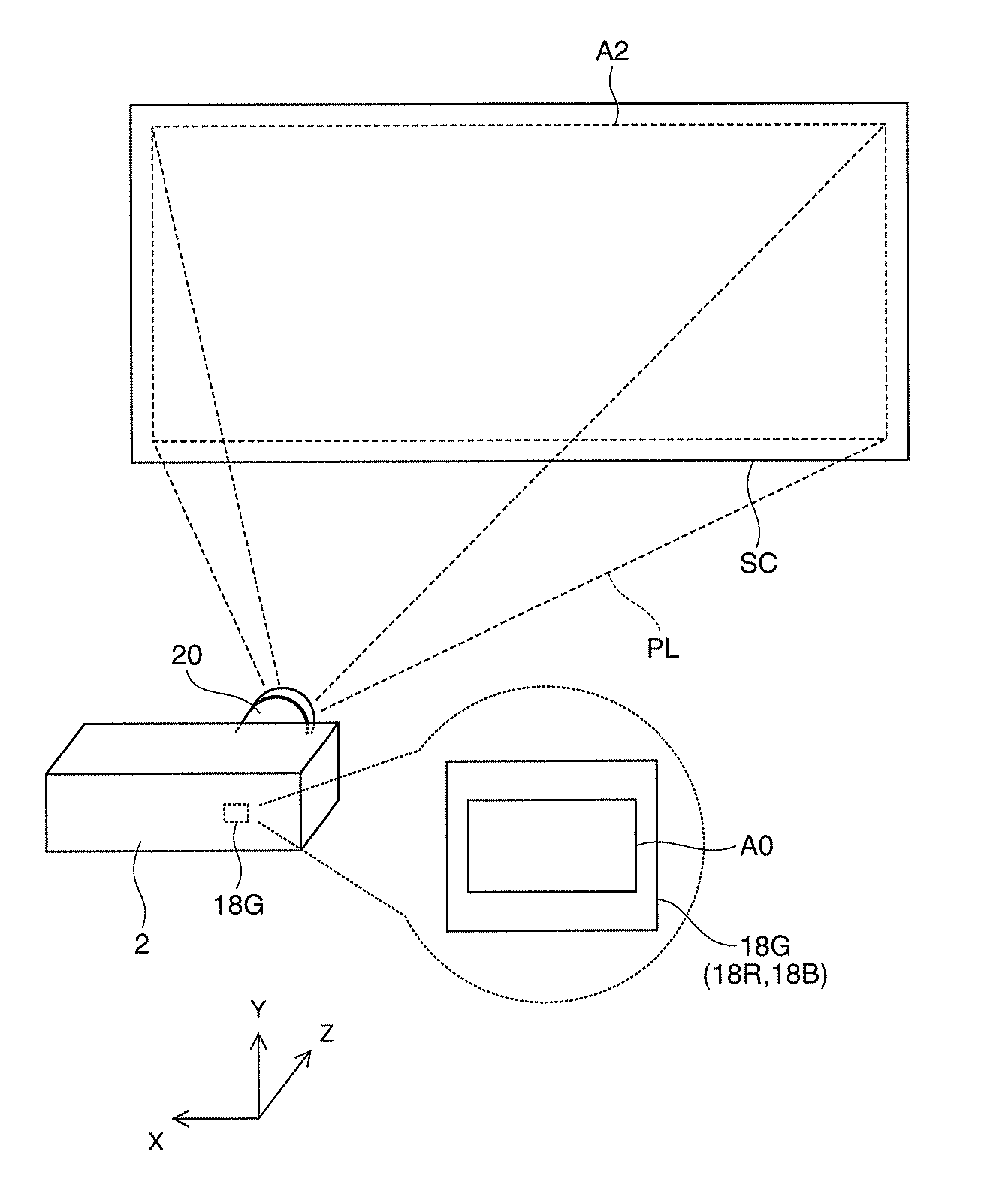 Optical projection system and projector including the same