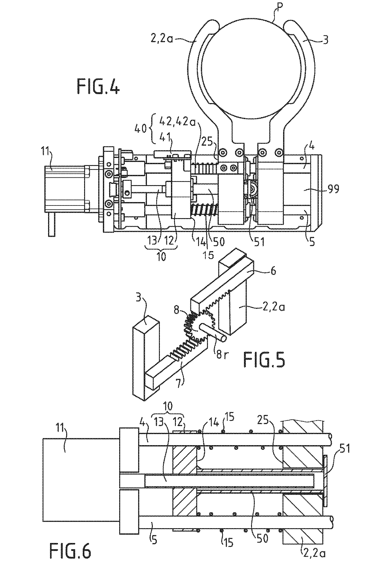 Gripping device for linear actuation