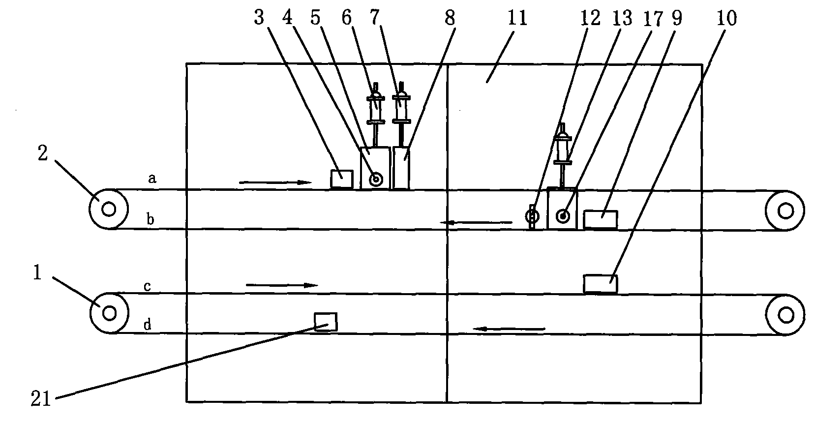 Coupling and middle chucking, conduction testing, encoding and die arraying device of detonator and automatic control method