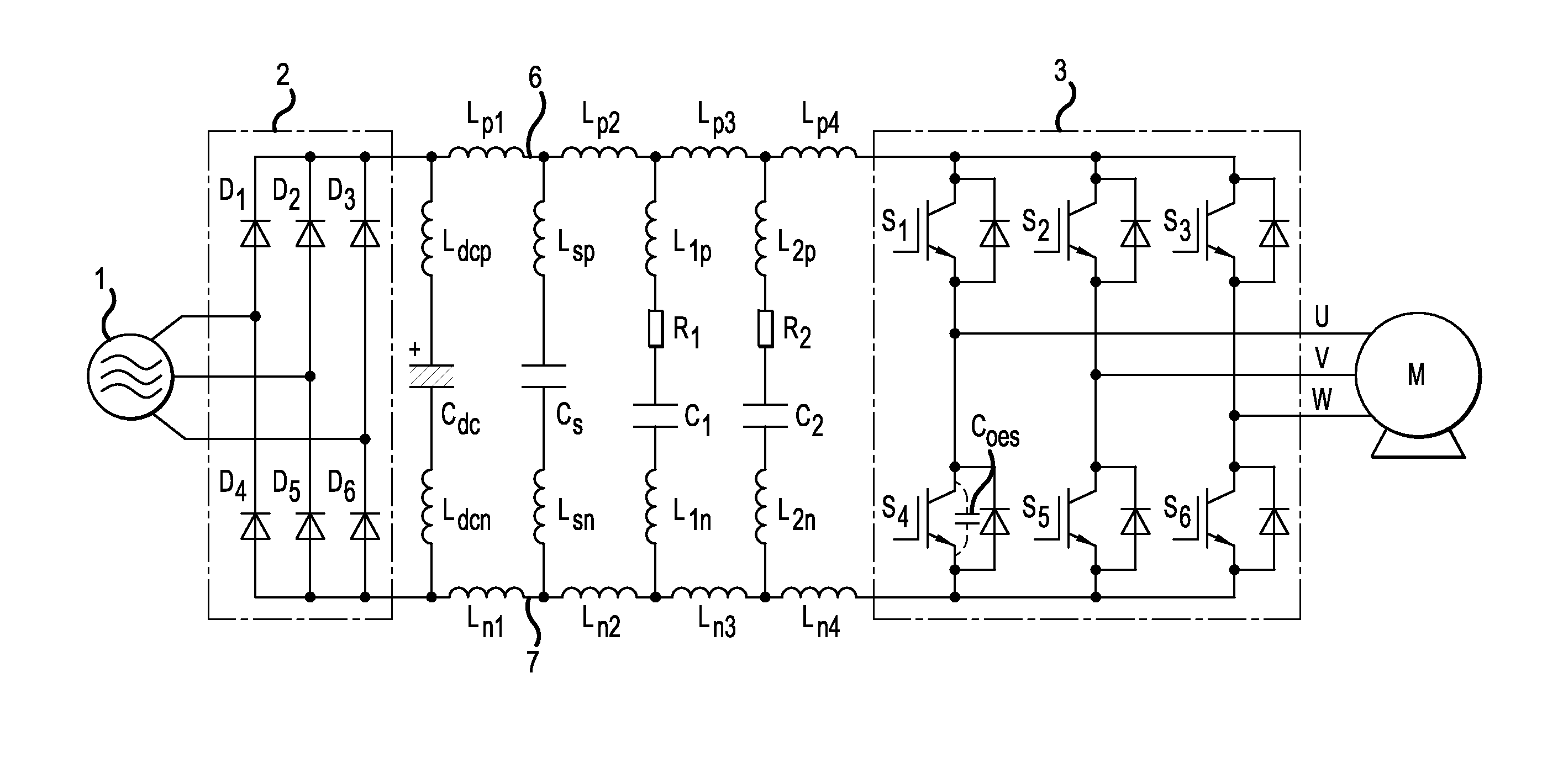 Power conversion device including noise suppression capacitor