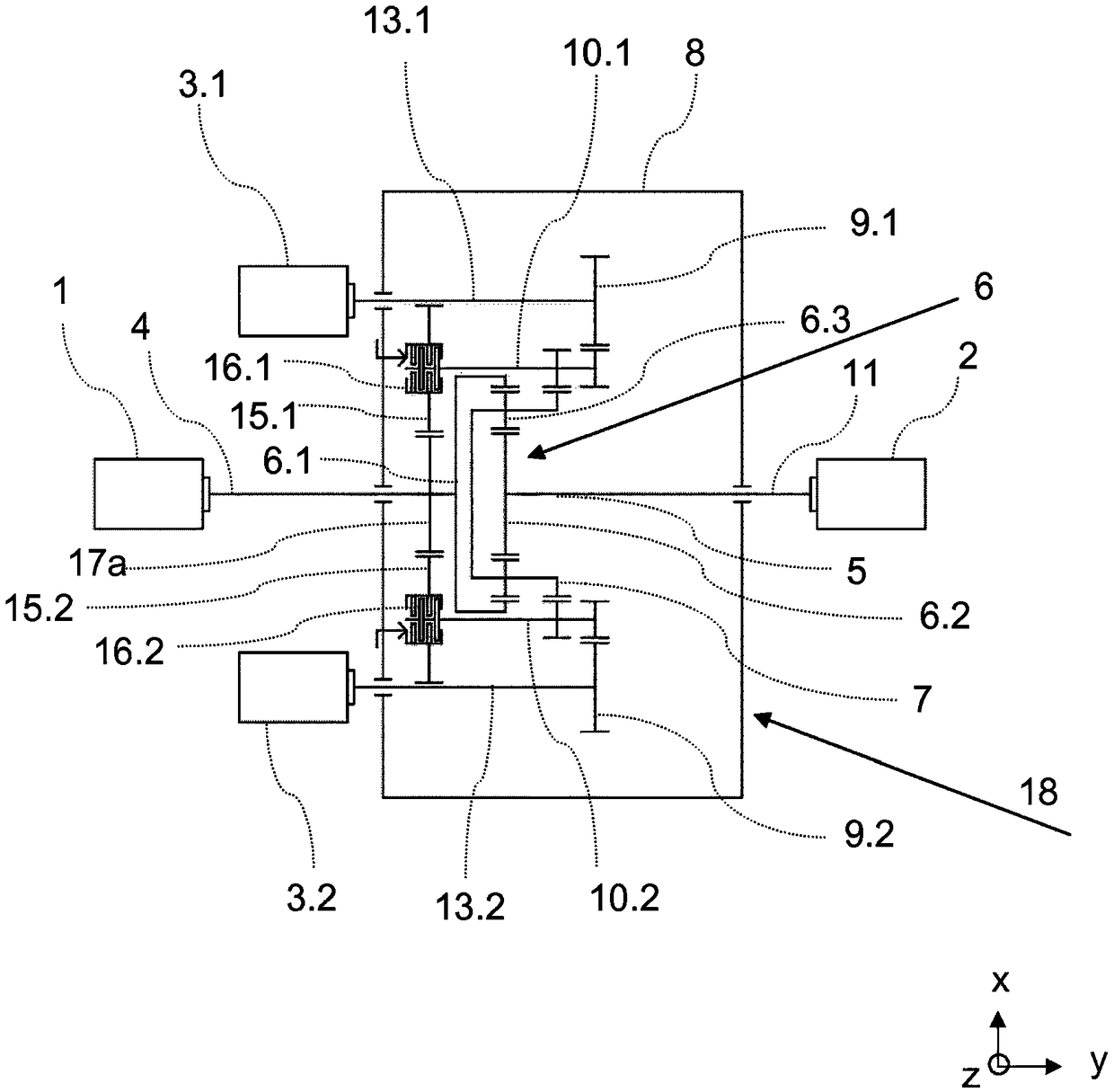 Drive device with speed modulation gearbox