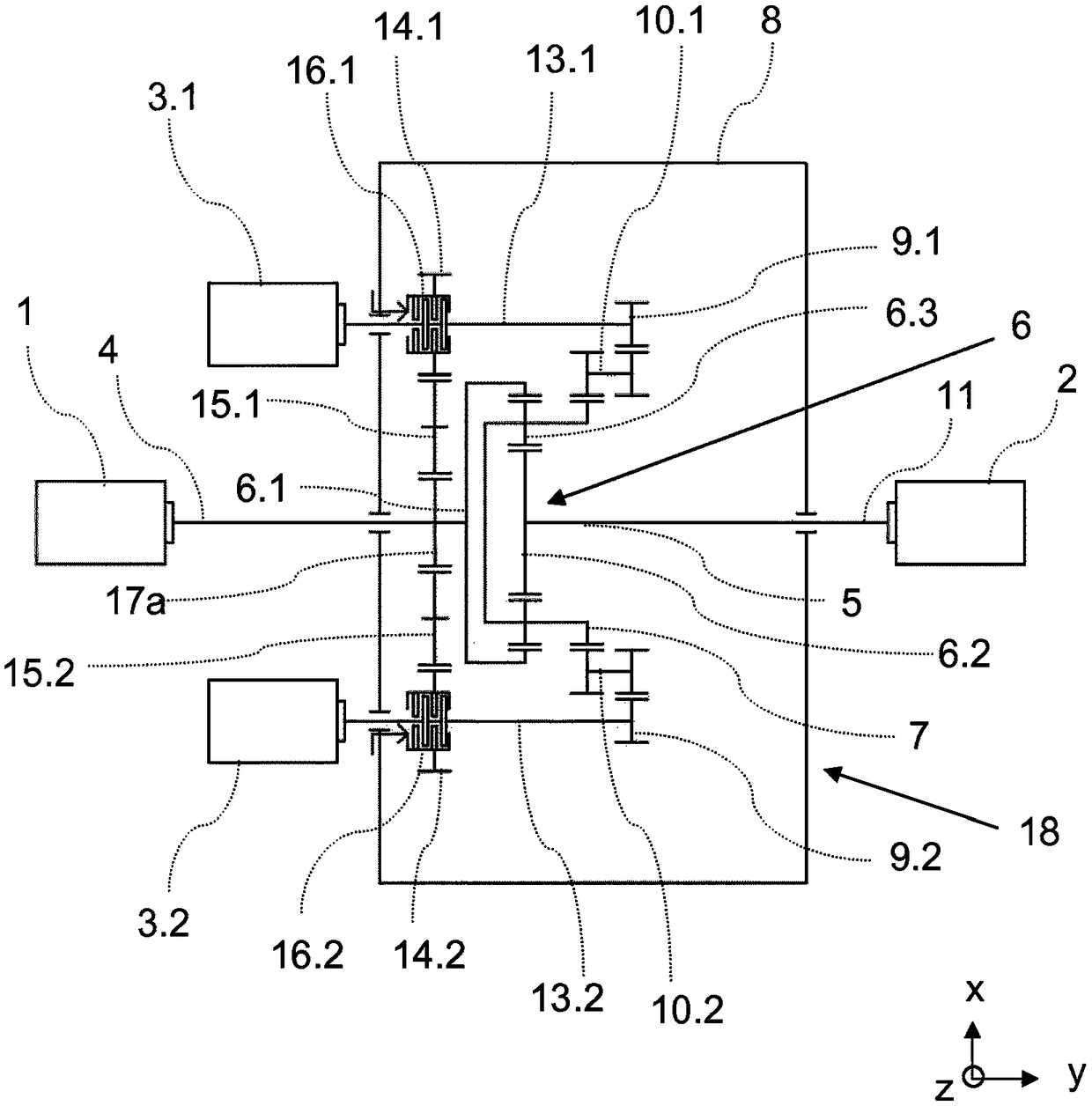 Drive device with speed modulation gearbox