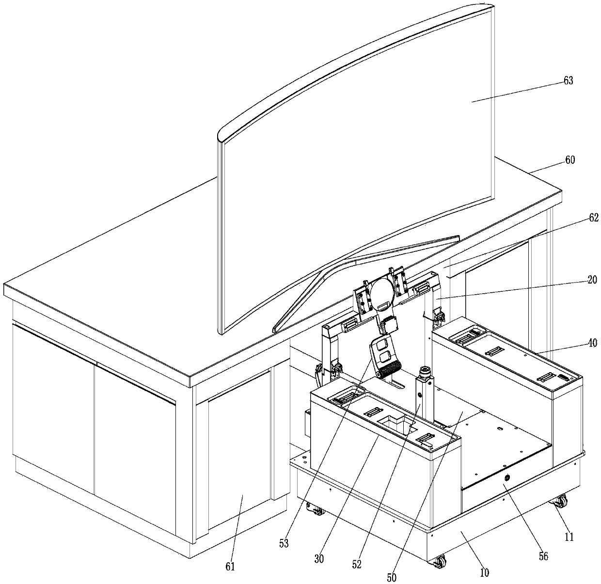 Retractable/expandable adaptive in-group flight simulation system universal platform base cabinet