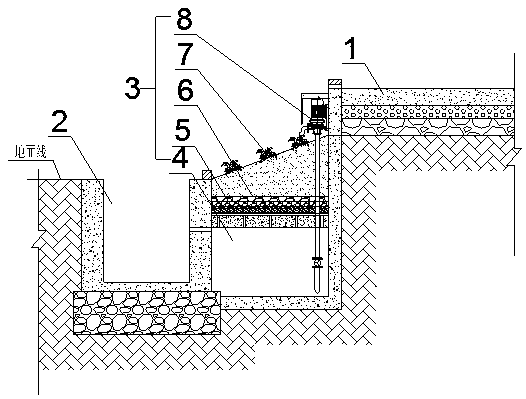 Southwest hilly area grooved slope road rainwater collecting and reutilizing system