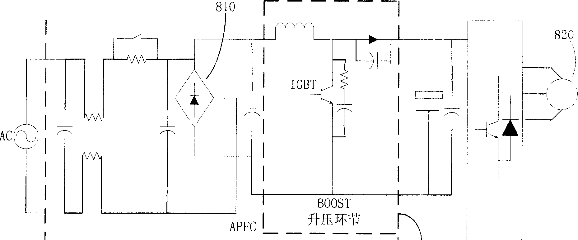 Variable-frequency air-condition power supply power factor correcting device