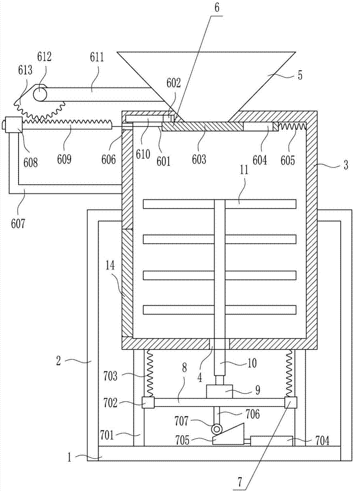 Sintering raw material mixing device for smelting