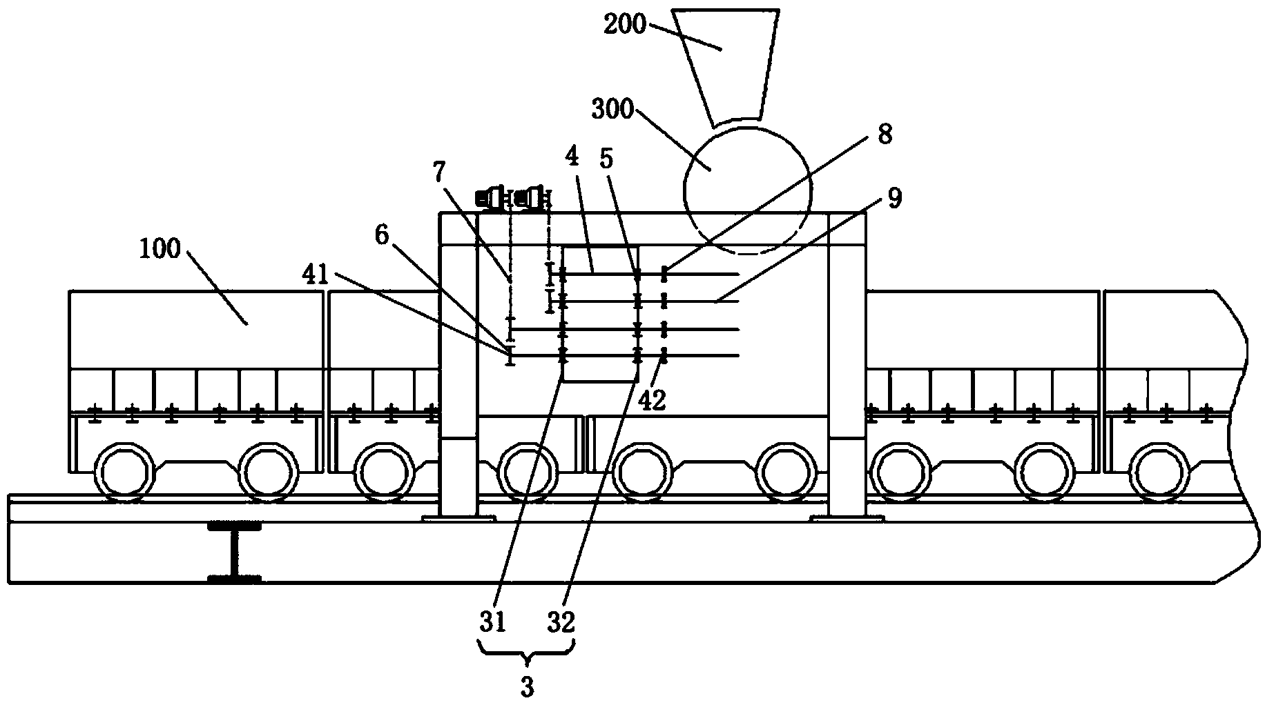 Transmission type material loosening device for sintering machine