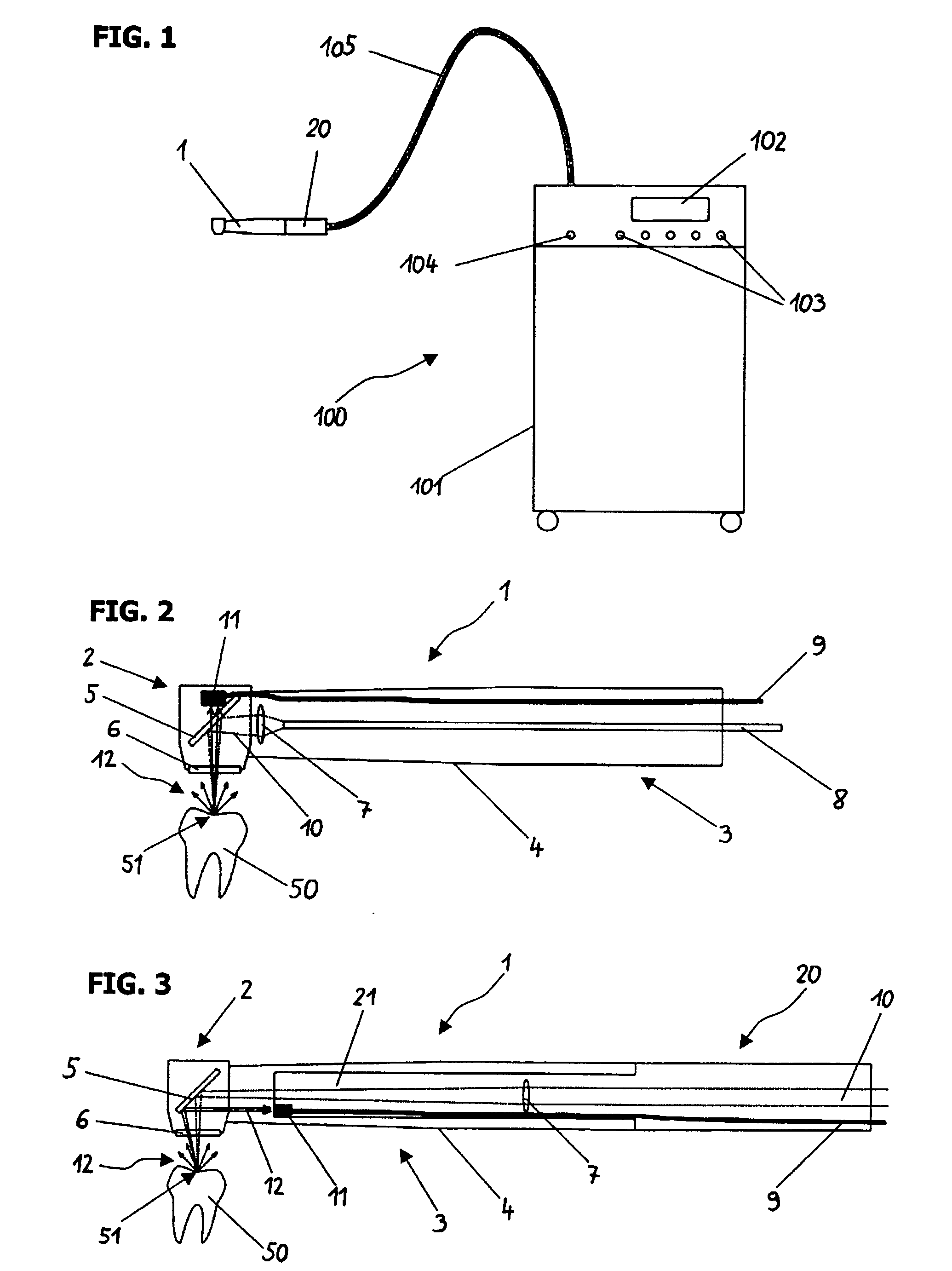 Dental laser treatment device