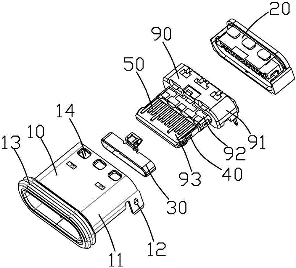 Large-current USB Type C socket