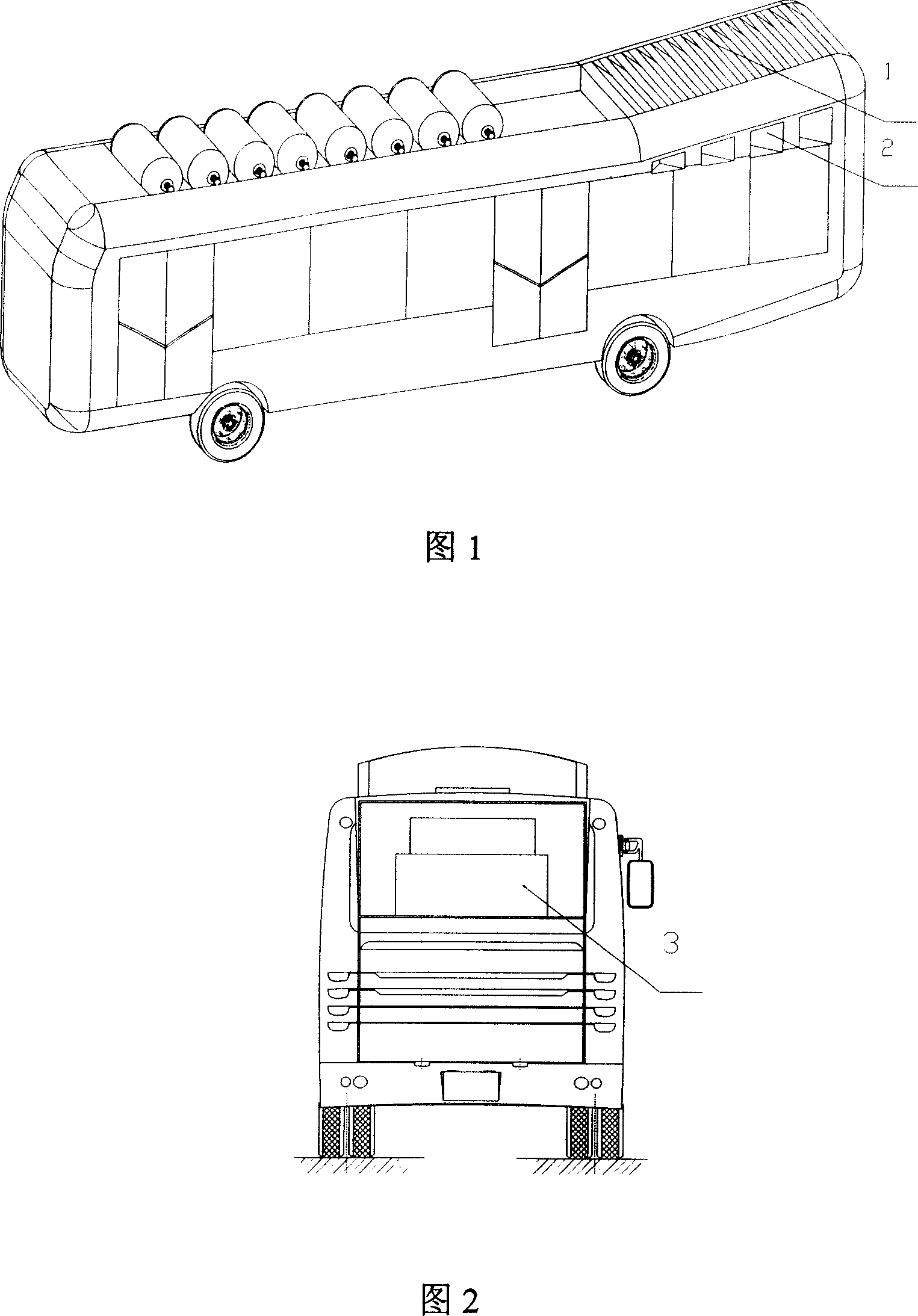 Overhead type bus fuel battery motor ventilating dustproof and rainproof design