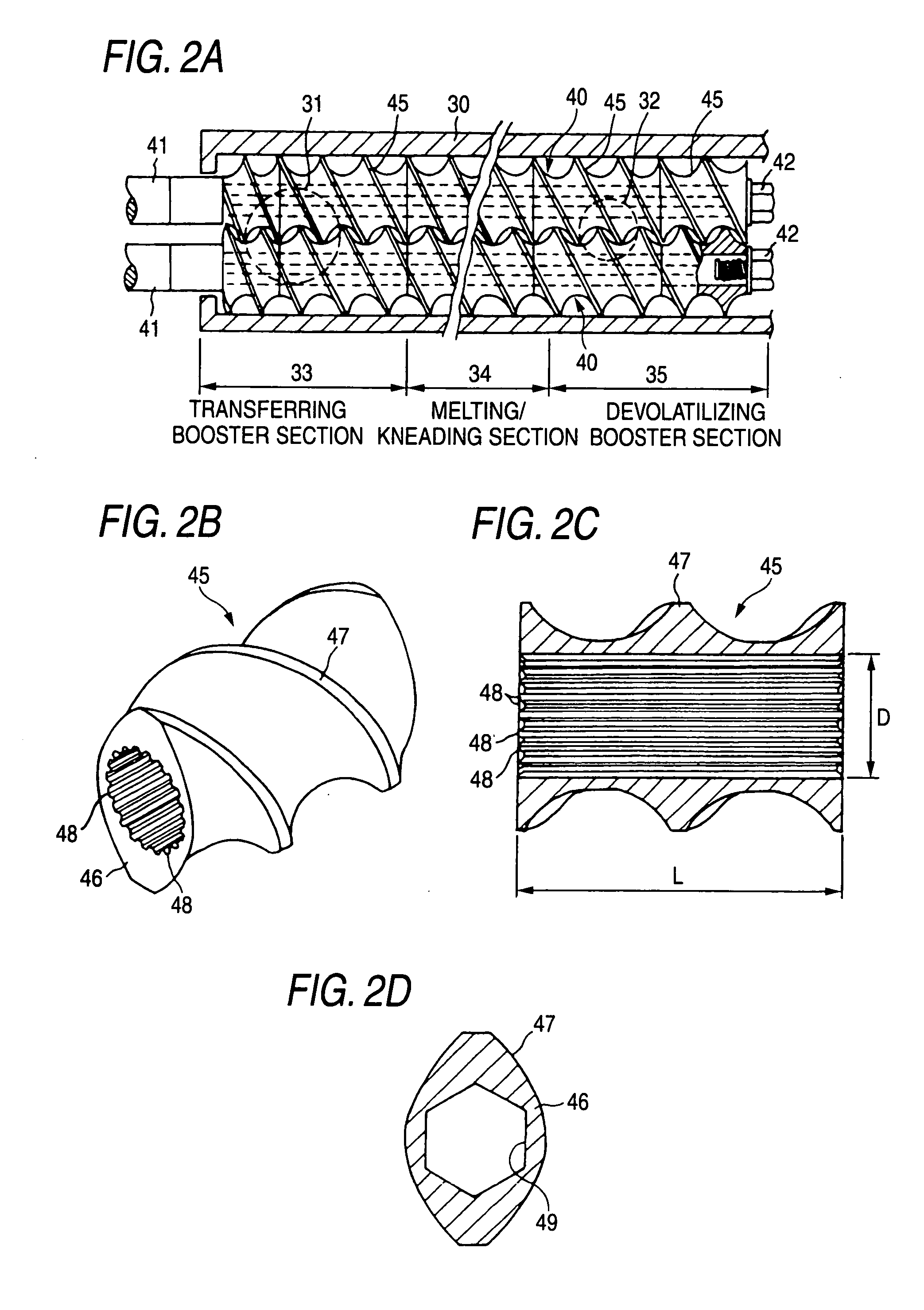 Screw for kneading extruder