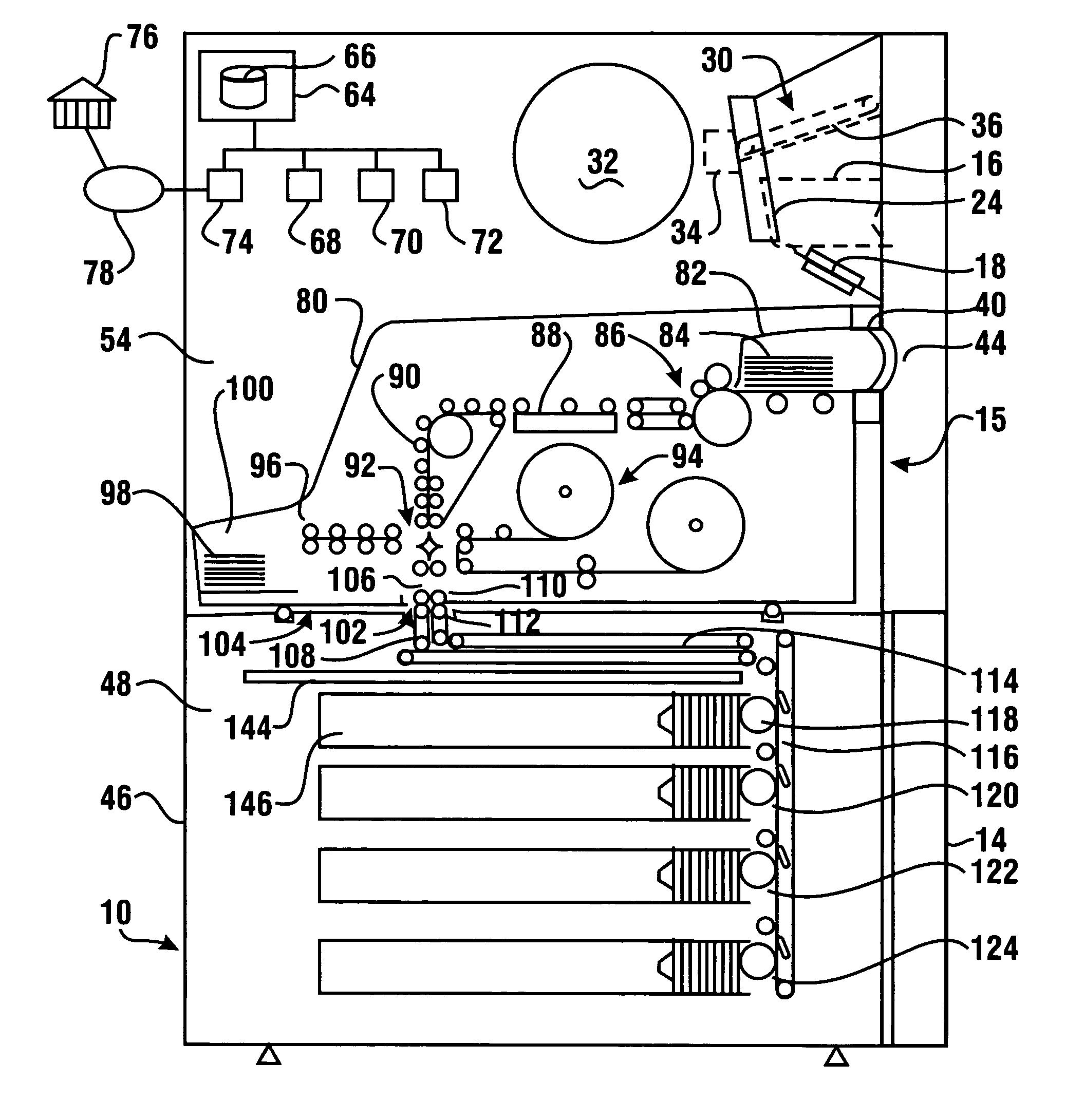 Automated banking machine which dispenses, receives and stores notes and other financial instrument sheets