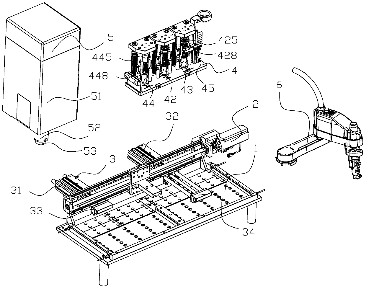 Probe type filling valve head full-automatic production equipment and assembling method