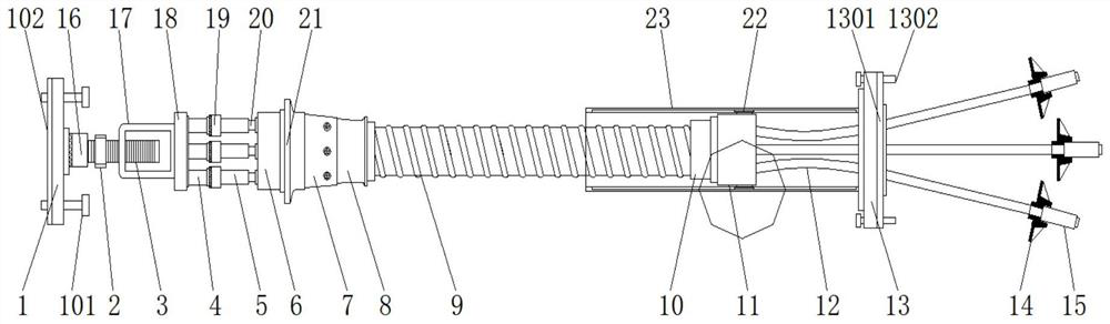 A two-end tension structure of bonded post-tension prestressed beam constructed in sections