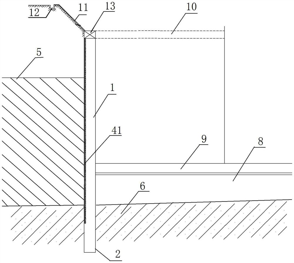 Underground continuous wall provided with water stop component for blocking seepage path