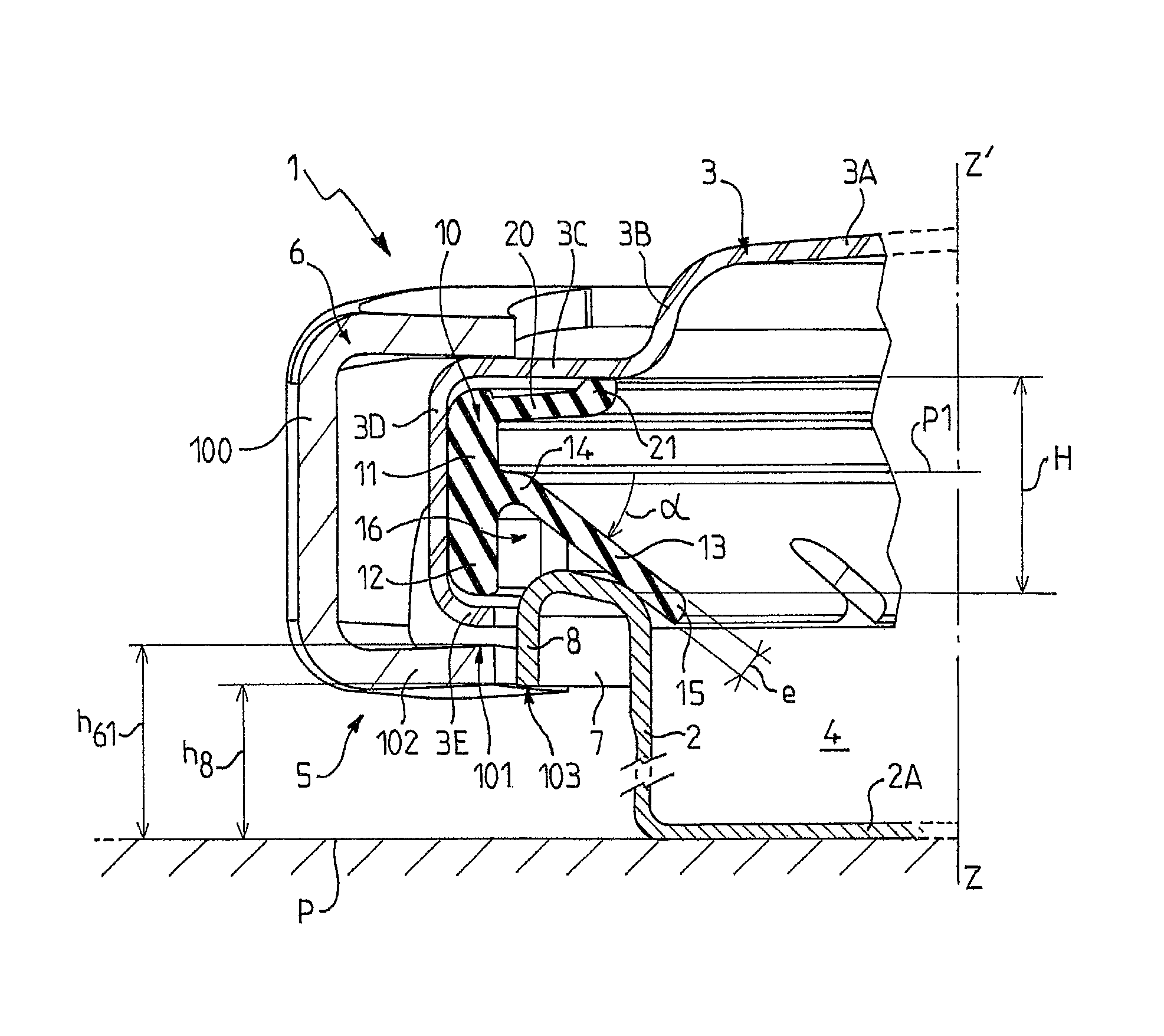 Vertically depressible joint and pressure-cooker provided with one such joint