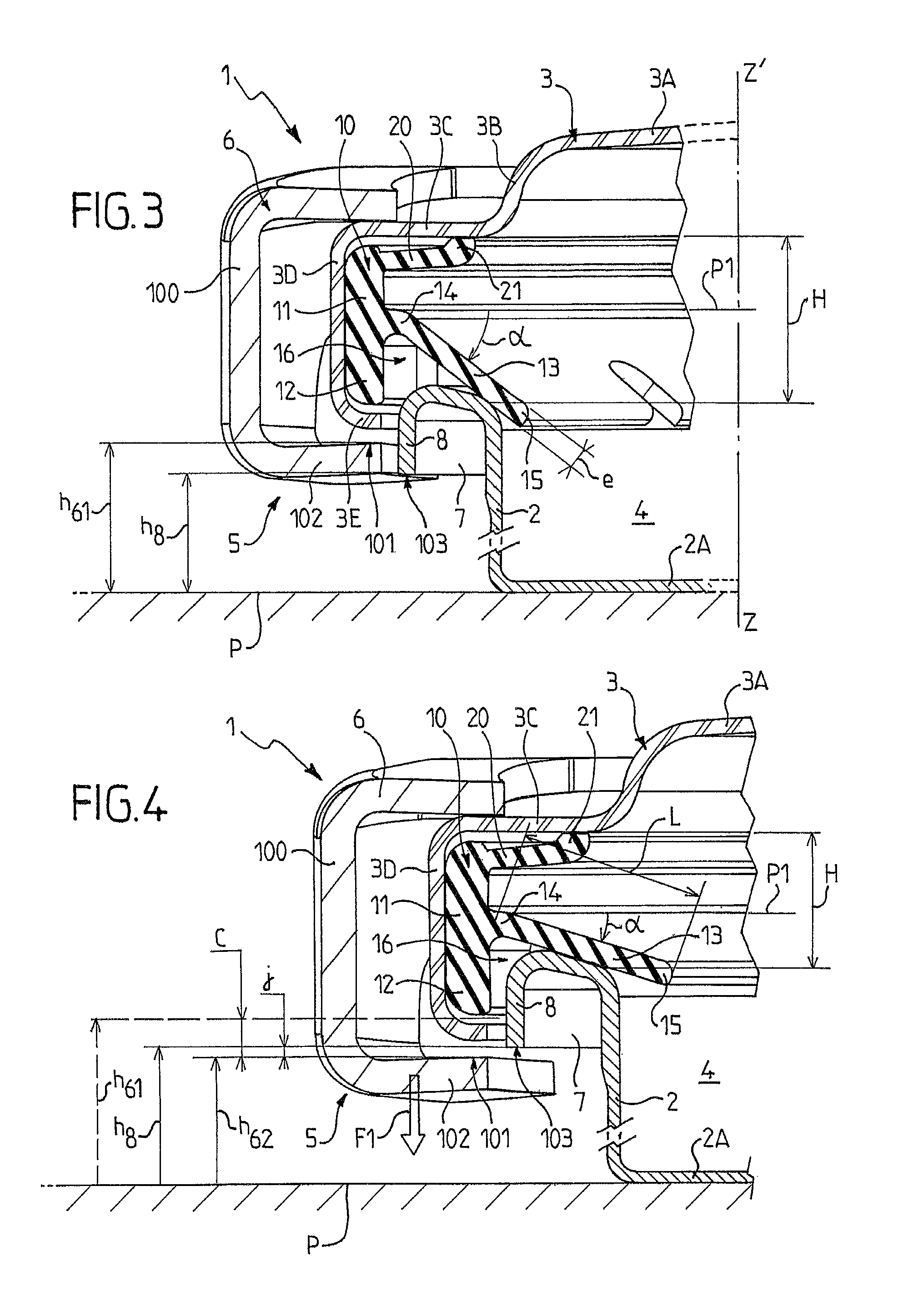 Vertically depressible joint and pressure-cooker provided with one such joint