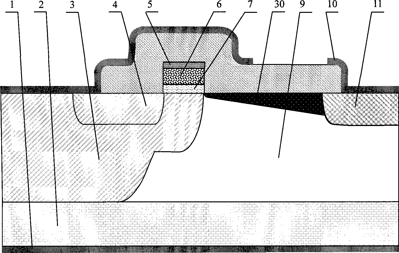 LDMOS chip light doped drift region structure and forming method