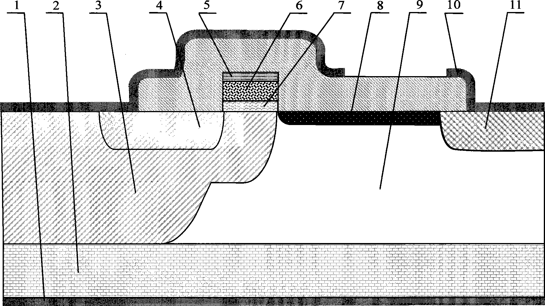 LDMOS chip light doped drift region structure and forming method