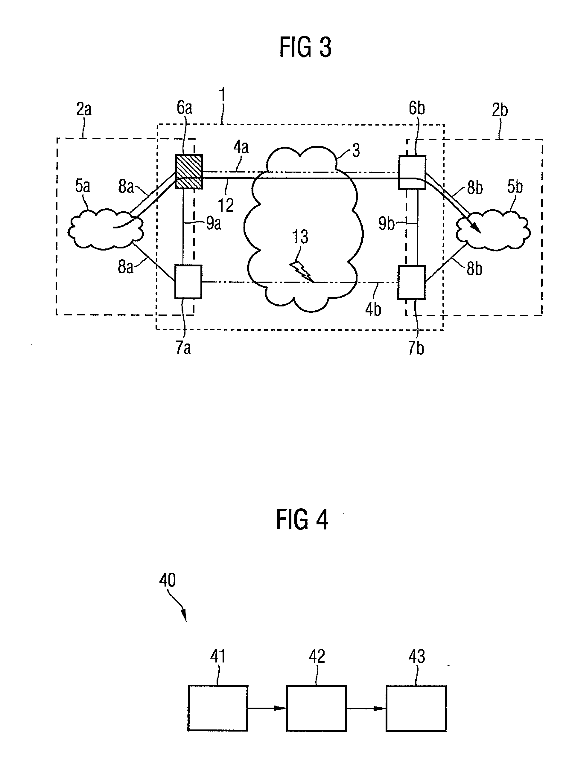 Intermediate network in a ring topology, and method for setting up a network connection between two network domains