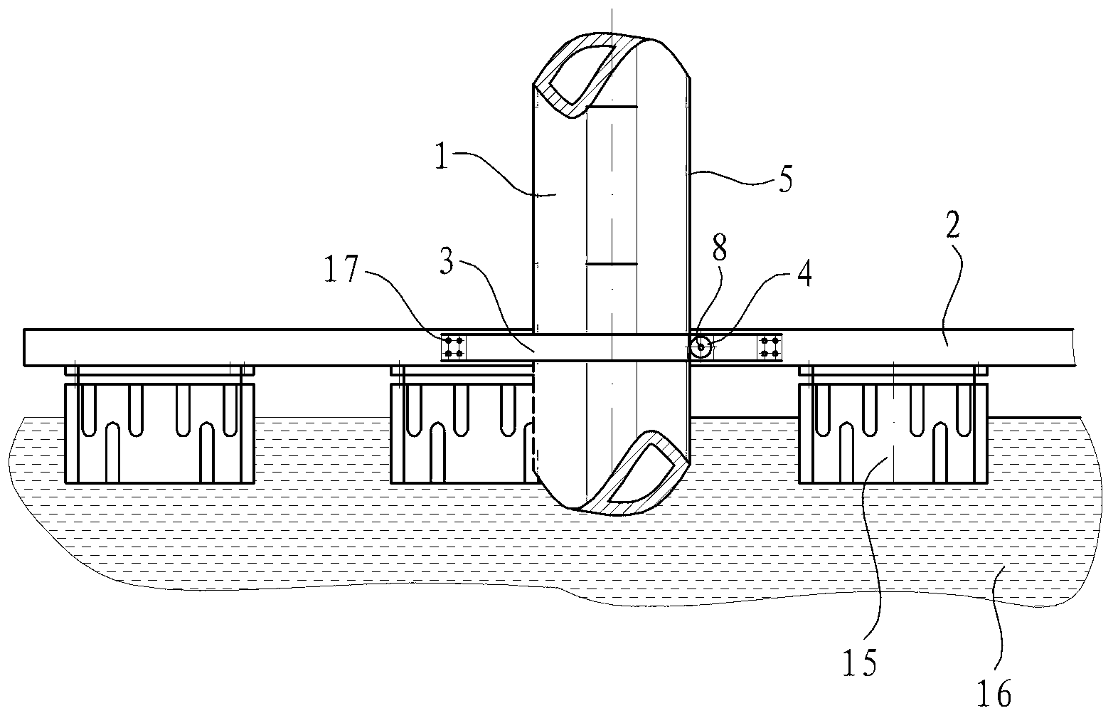 Stand pole and floating bridge adjusting structure, and floating dock applying stand pole and floating bridge adjusting structure