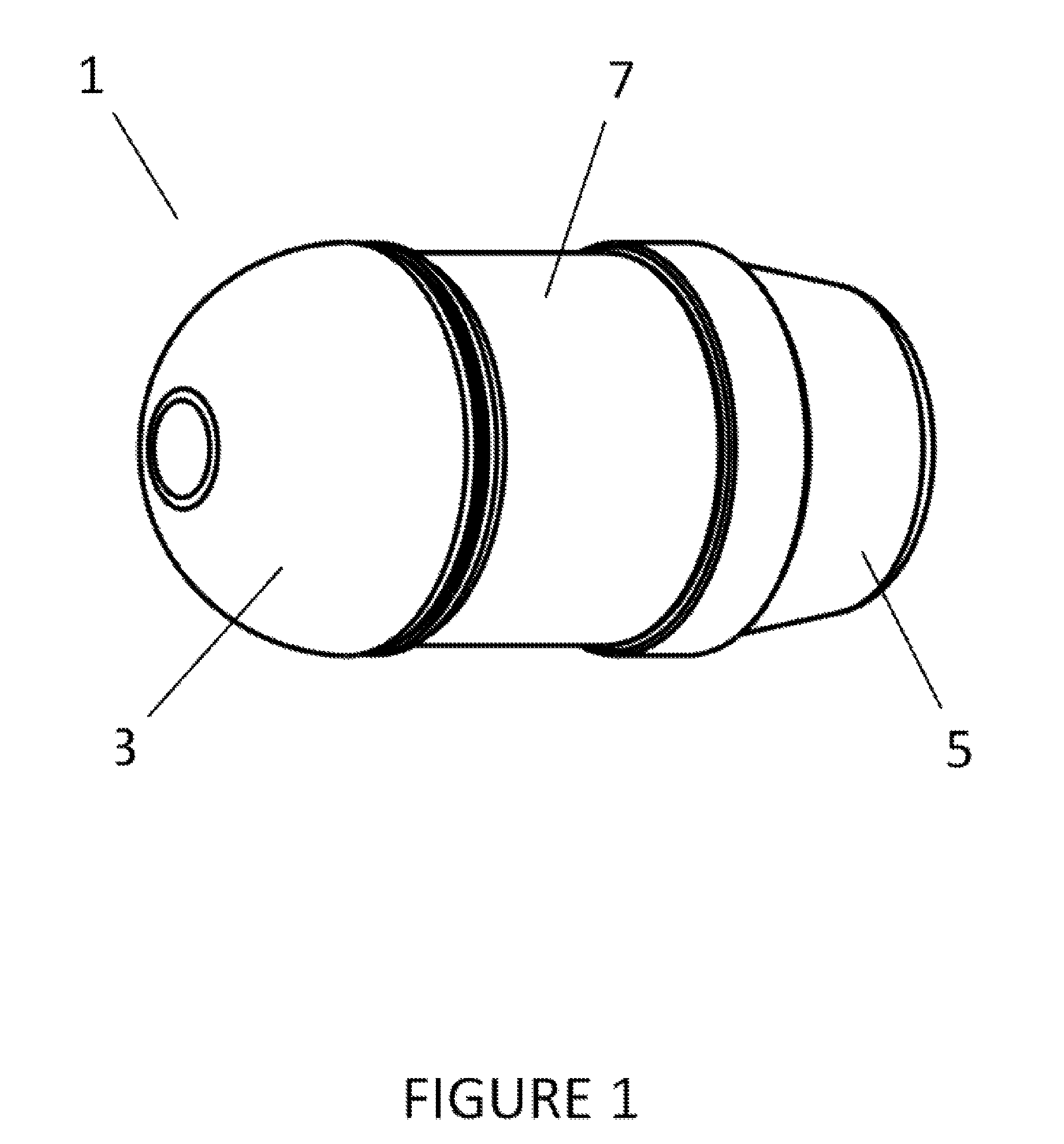 Spin stabilized and/ or drag stabilized, blunt impact non-lethal projectile