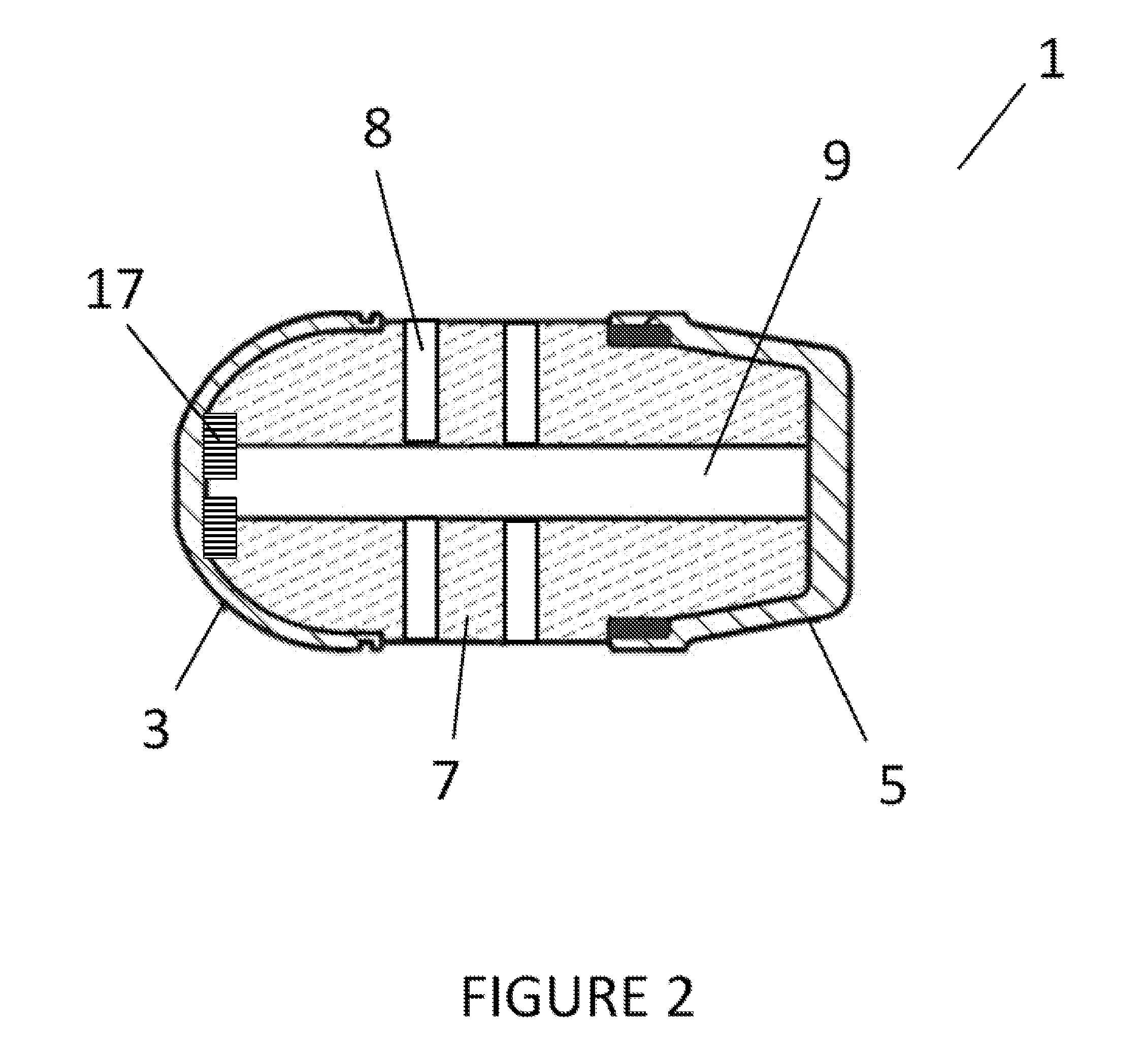 Spin stabilized and/ or drag stabilized, blunt impact non-lethal projectile