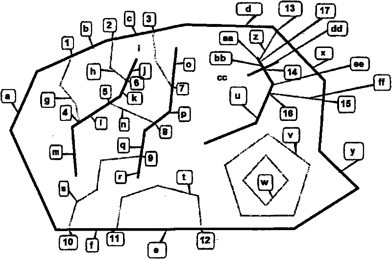 Method for searching and filling region by adopting geometric topology