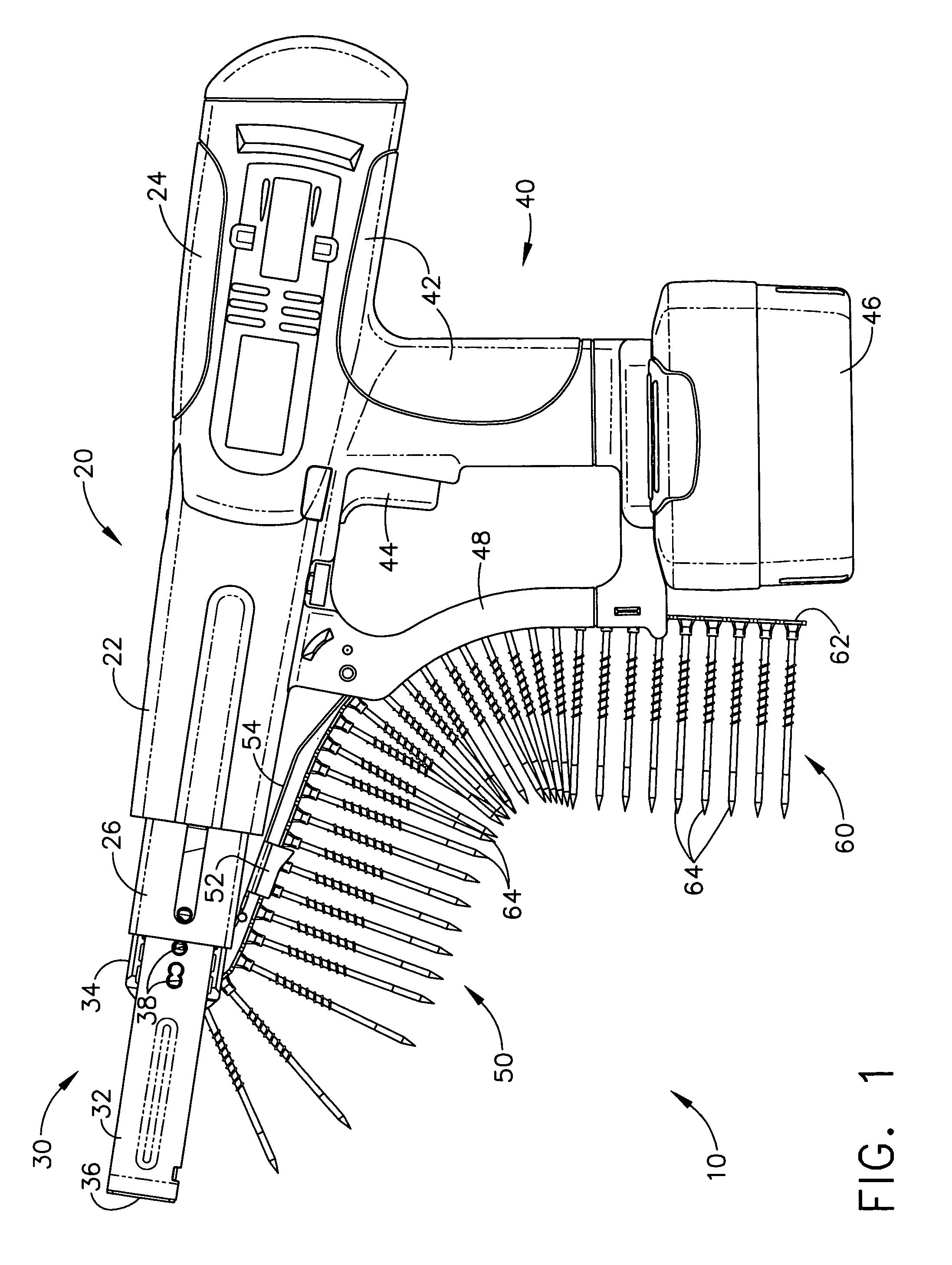 Tensioning device apparatus for a bottom feed screw driving tool for use with collated screws