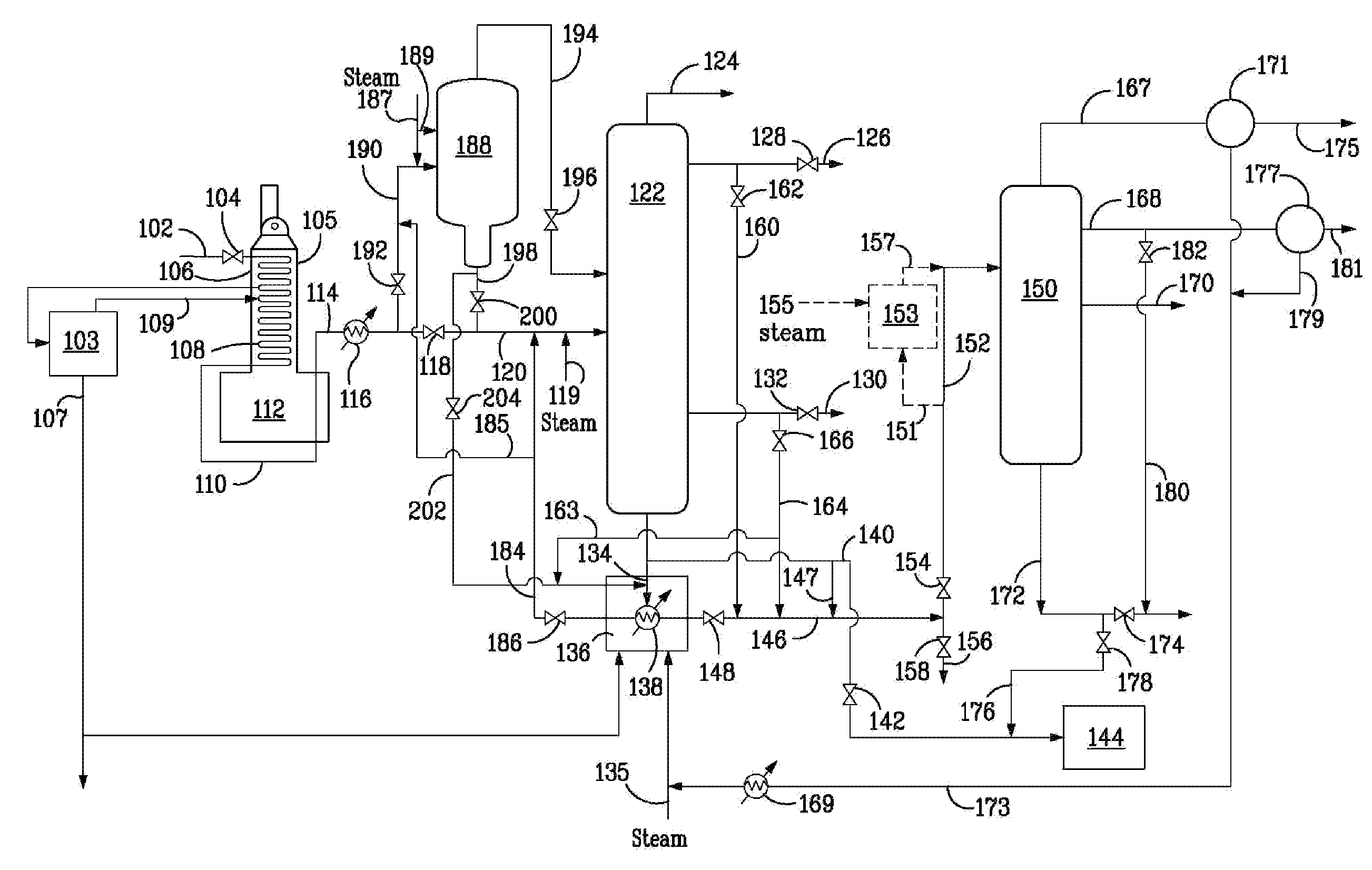 Process and Apparatus for Upgrading Steam Cracker Tar-Containing Effluent Using Steam