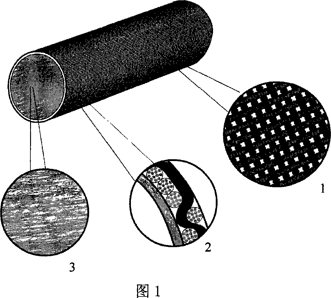 Woven artificial blood vessel in double layer structure